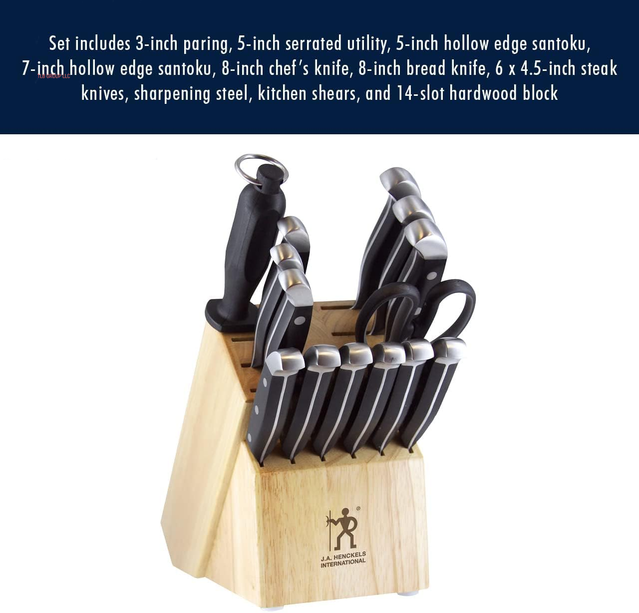 Premium Quality 15-Piece Knife Set with Block, Razor-Sharp, German Engineered Knife Informed by over 100 Years of Masterful Knife Making, Lightweight and Strong, Dishwasher Safe