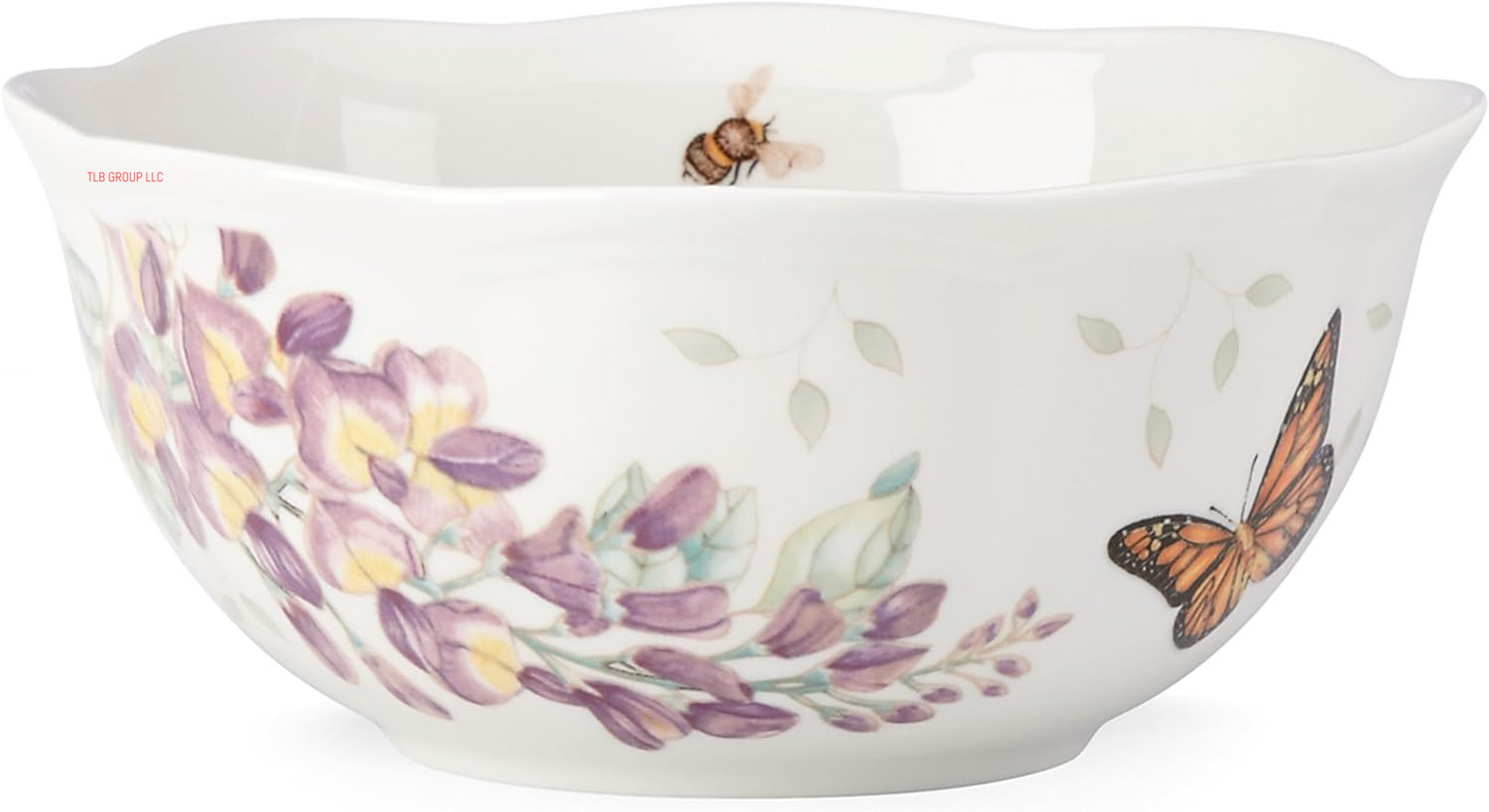817046 Butterfly Meadow 6-Piece Tidbit Plate Set, White, 3.05 LB