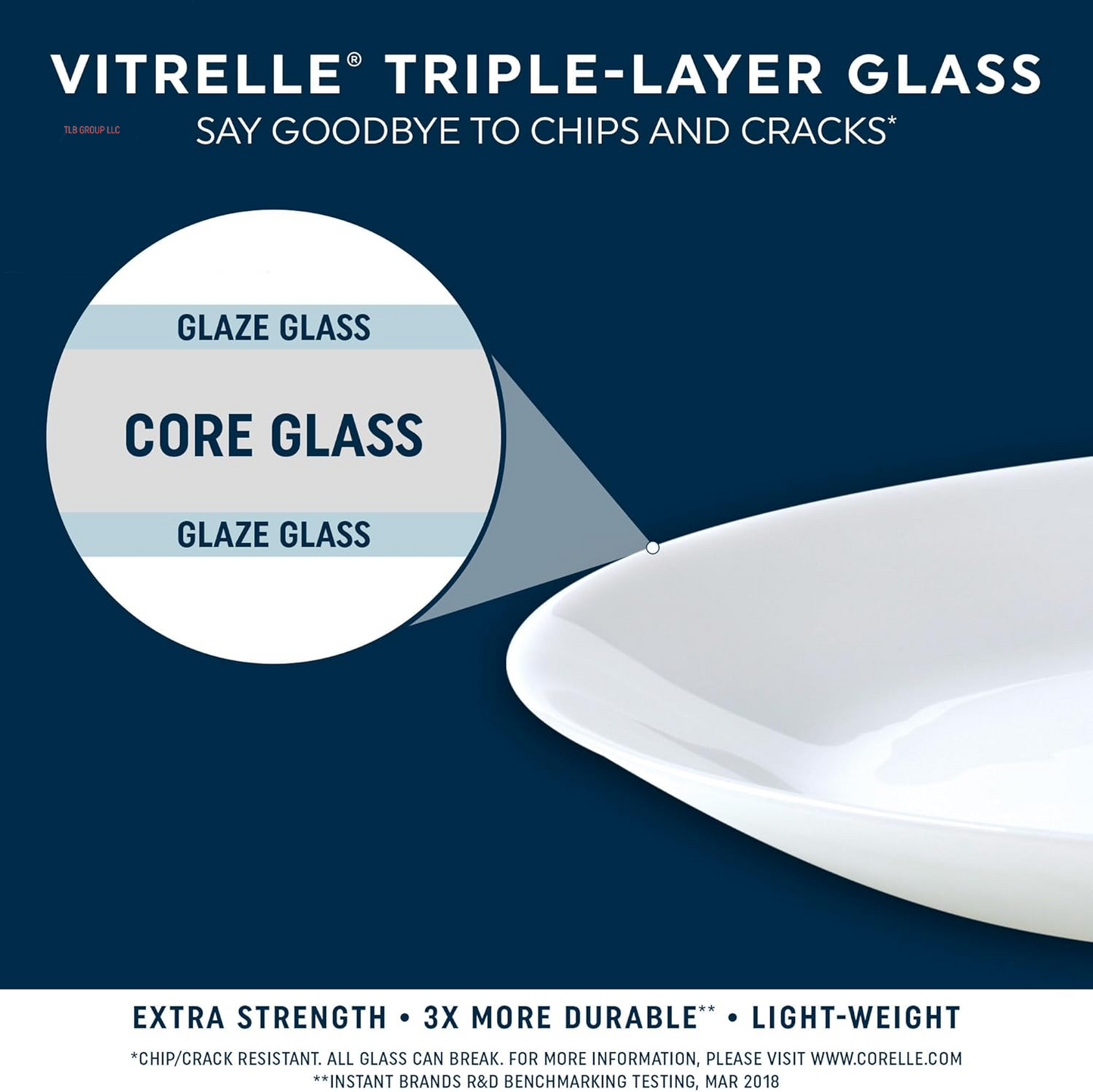 Vitrelle 18 Piece Glass Dinnerware Sets, Service for 6, Triple Layer Chip & Crack Resistant Glass Plate and Bowl Sets, Spring Blossom Green
