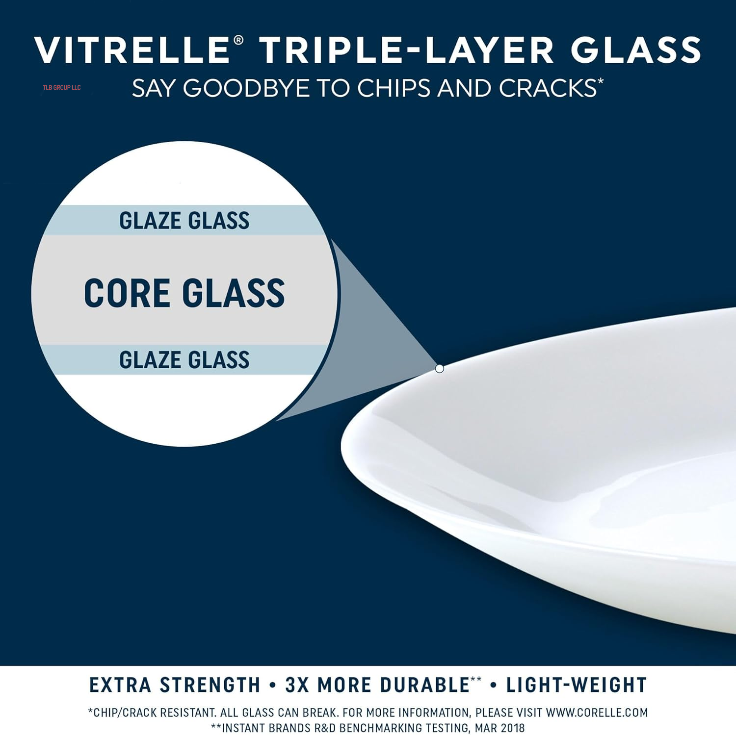 Vitrelle 18 Piece Glass Dinnerware Sets, Service for 6, Triple Layer Chip & Crack Resistant Glass Plate and Bowl Sets, Spring Blossom Green