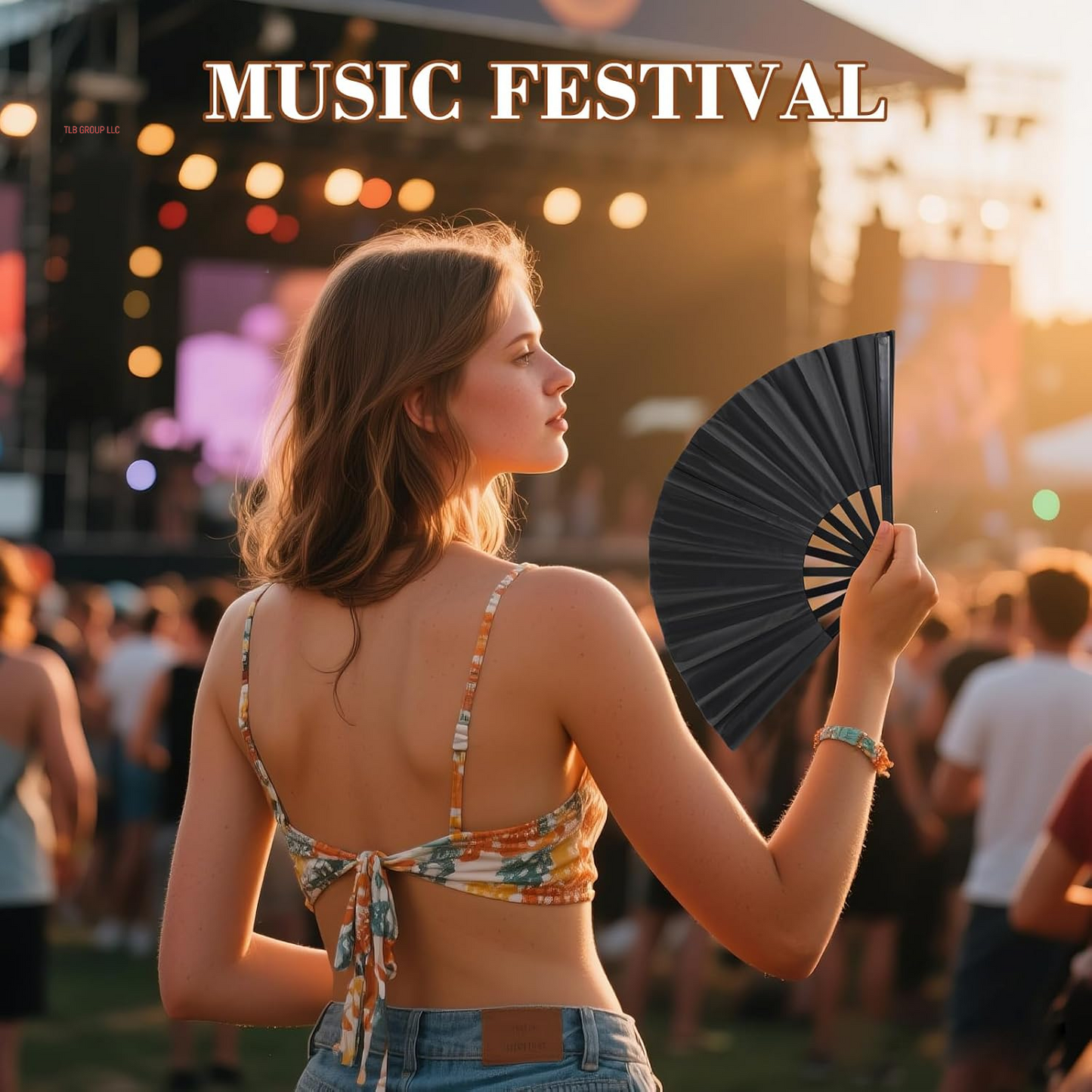2025 Boots on the Ground Hand Fan for Line Dancing - Large Holographic Folding Fan Clap Fans Popping Sounds - Women'S Hand Fan Foldable for Dancing (Black)