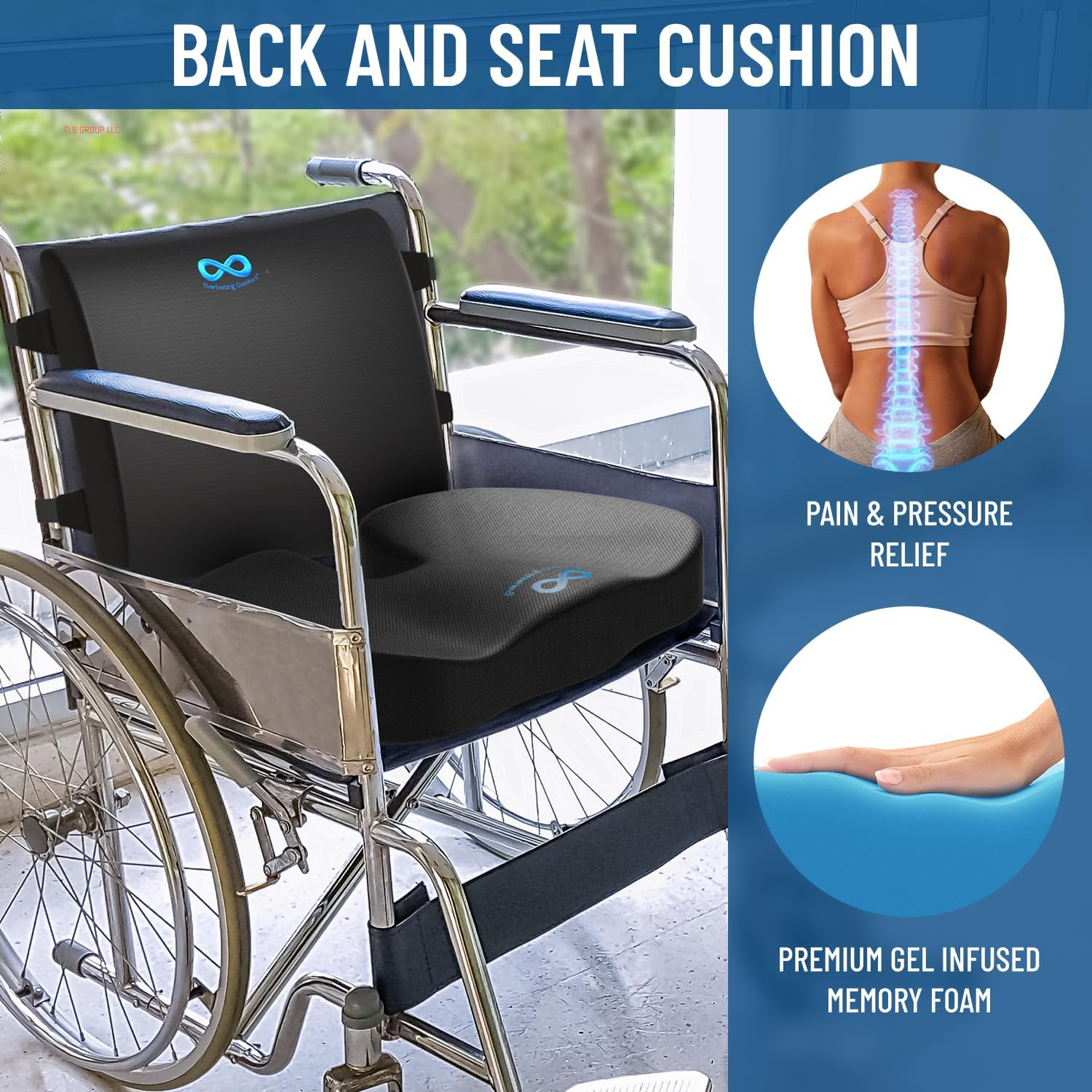 Gel Infused Memory Foam Car Seat Cushion & Lumbar Pillow Combo for Tailbone Pain, Sciatica, Sitting Fatigue - Booster Seat for Adults - Ergonomic Car Seat Cushions for Driving TRUCK DRIVER