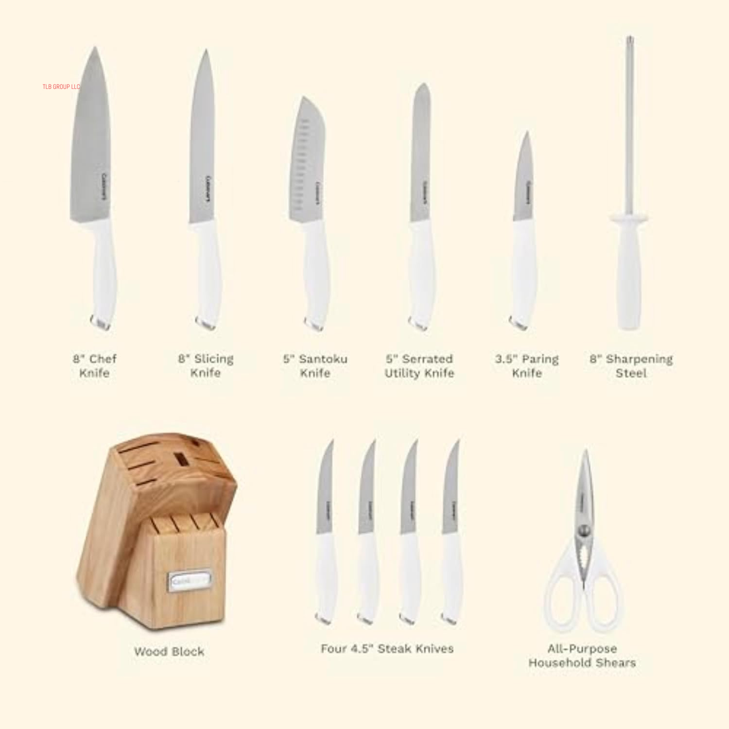 Block Knife Set, 12Pc Cutlery Knife Set with Steel Blades for Precise Cutting, Lightweight, Stainless Steel, Durable & Dishwasher Safe, C77SSW-12P