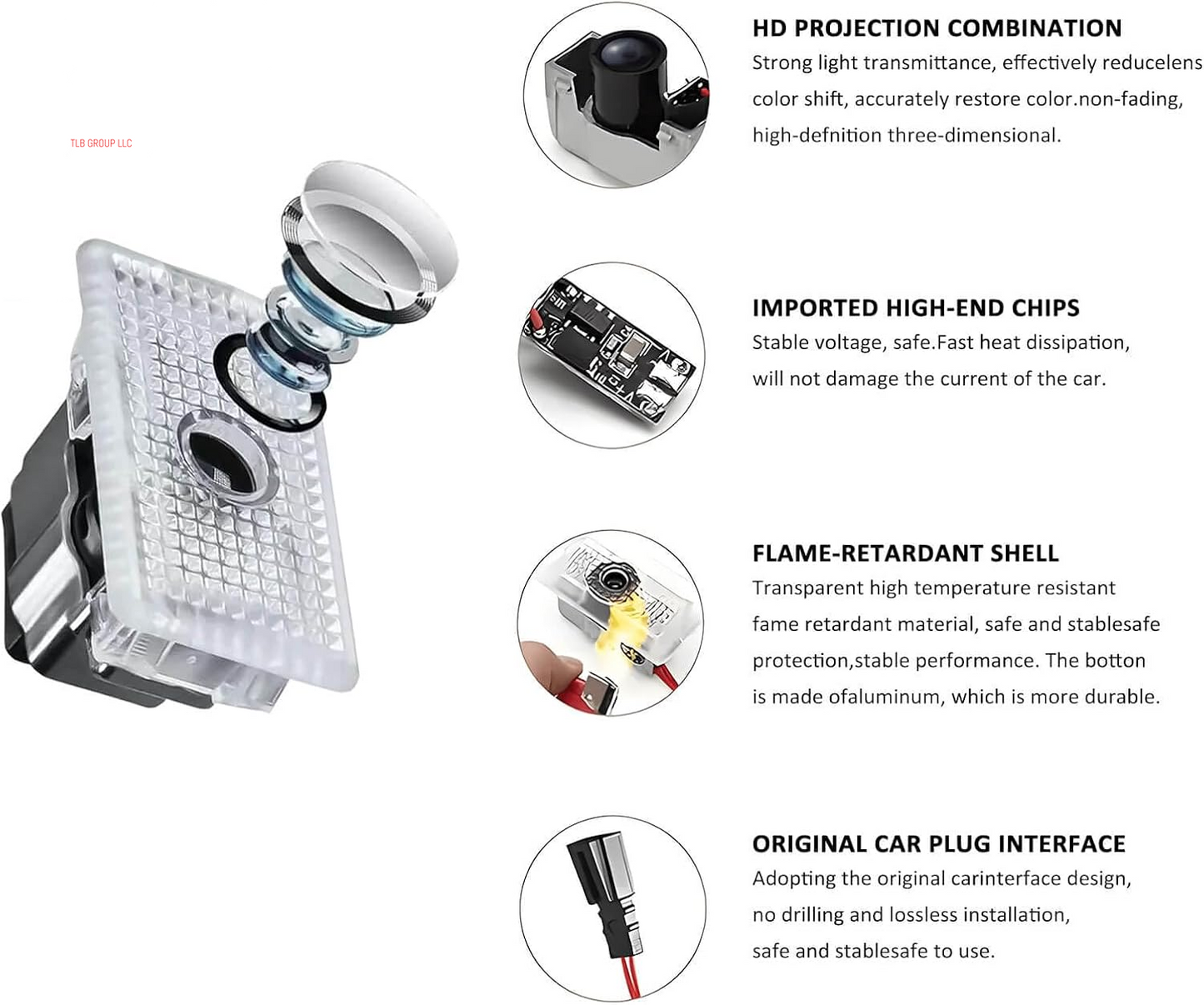 Puddle Light Compatible with  Model 3 Y S X 2023 2024 2025 Accessories for  Car Door LED Logo Projector Puddle Lights Ultra-Brights Step Welcome 3D Laser Ghost Shadow Light (2Pcs)