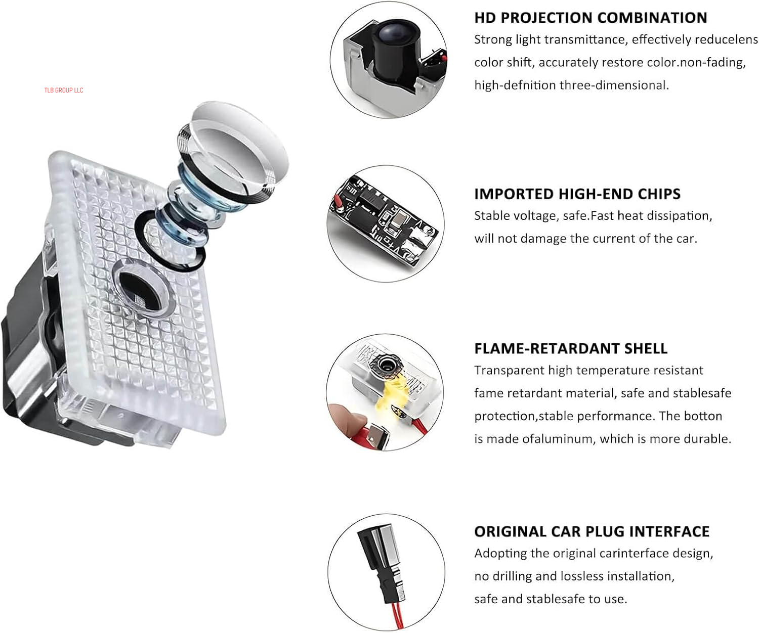 Puddle Light Compatible with  Model 3 Y S X 2023 2024 2025 Accessories for  Car Door LED Logo Projector Puddle Lights Ultra-Brights Step Welcome 3D Laser Ghost Shadow Light (2Pcs)