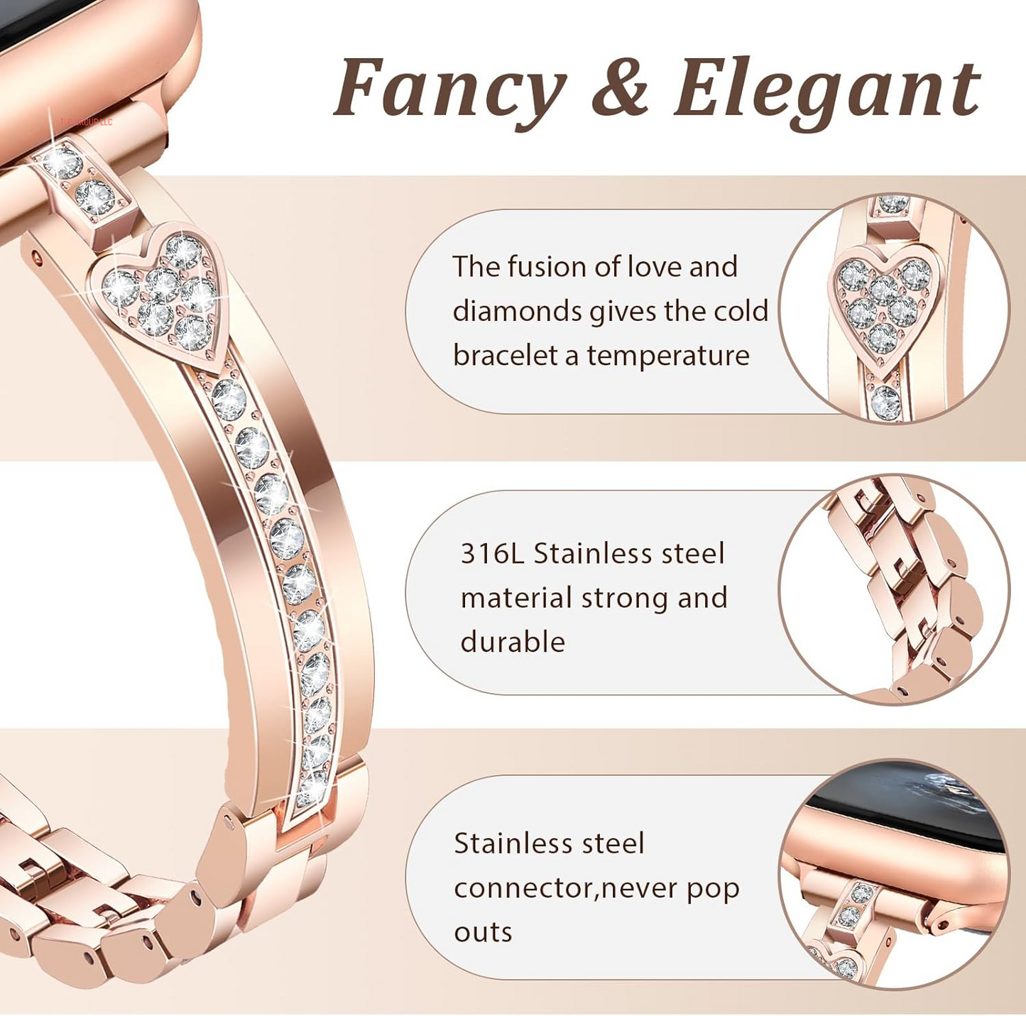 Bling Diamond Band Compatible with Apple Watch Bands Women 38Mm 40Mm 31Mm 42Mm 44Mm 45Mm 46Mm 49Mm Series 10 9 8 7 6 5 4 3 2 1 Se,Sparkle Love Heart Dressy Bracelet Metal Strap for Iwatch Band