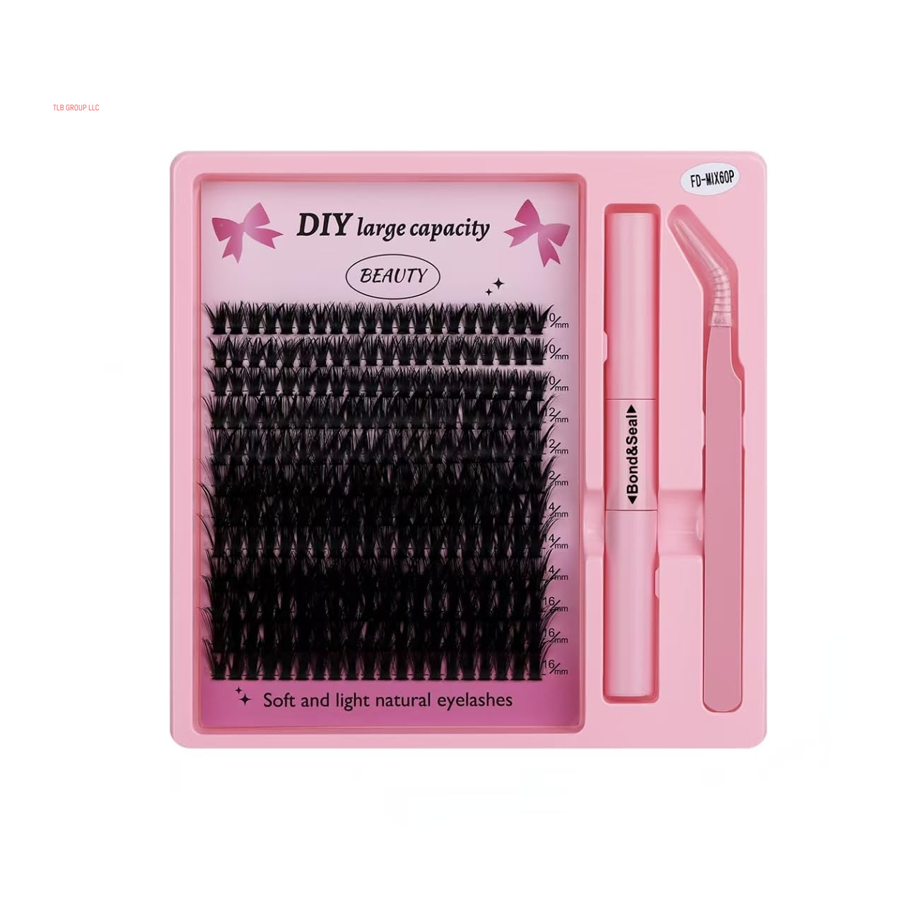 Lash Extension Kit Volume Lash Clusters 30D+40D+50D D Curl Individual Lashes Lash Clusters Kit Thick Eyelash Extension Kit 640 Pcs Thin Band Cluster Lashes Lash Bond and Seal Lash Tweezers