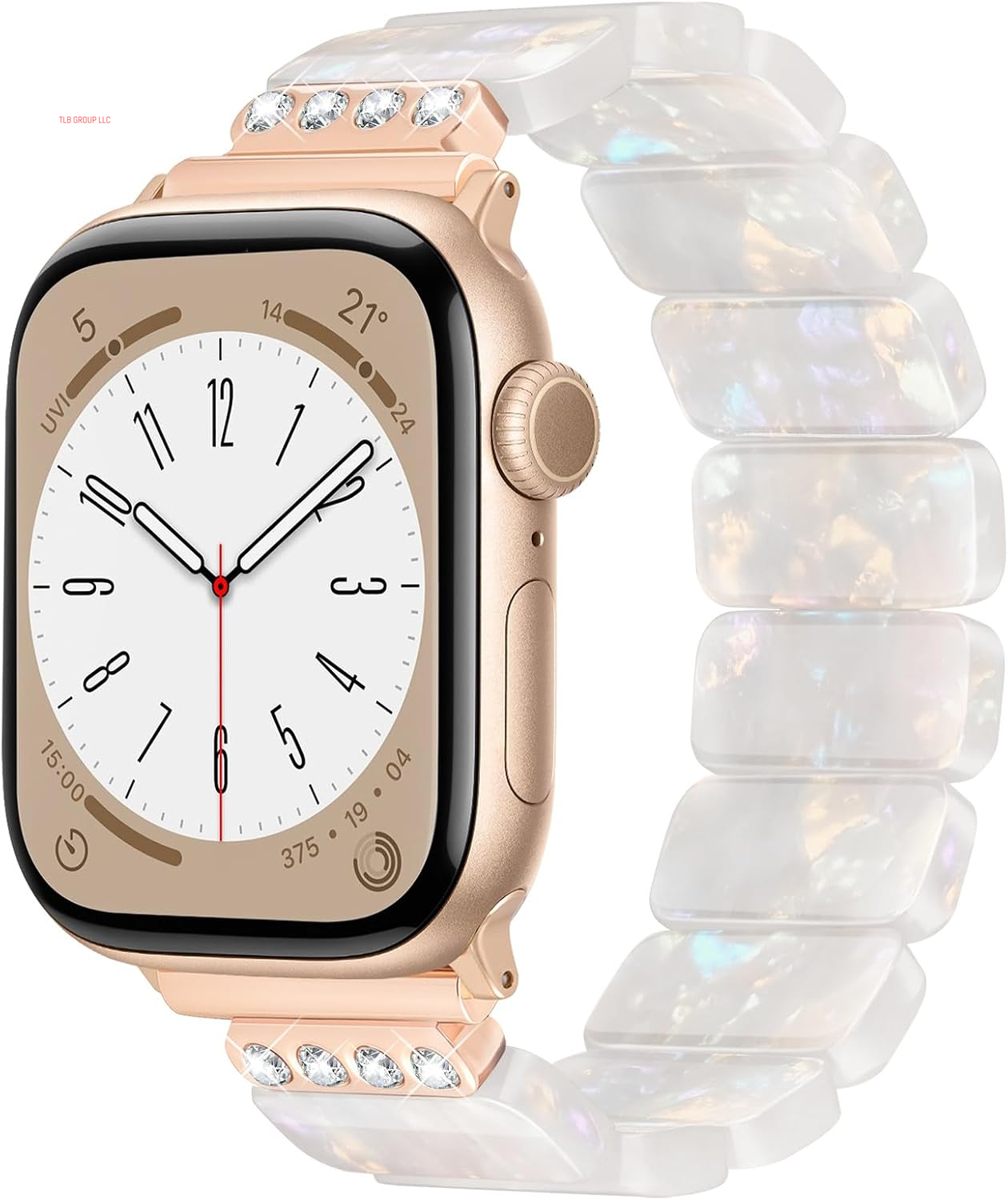 Stretchy Resin Apple Watch Band for Series Ultra/10/9/8/7/Se 38Mm40Mm41Mm42Mm44Mm45Mm46Mm49Mm Fashion Cute, Lightweight & Flexible, Rectangle Design with Iwatch Series 6/5/4/3/2/1