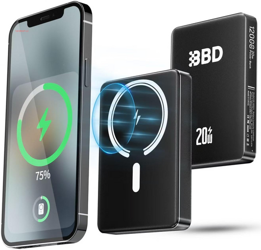 Magnetic Power Bank for Iphone,12000Mah Magsafe Battery Pack with 20W Fast Charging,Slim Magsafe Power Bank USB C In&Out,Wireless Portable Charger for Iphone 16/15/14/13/12 Series 1 Pack