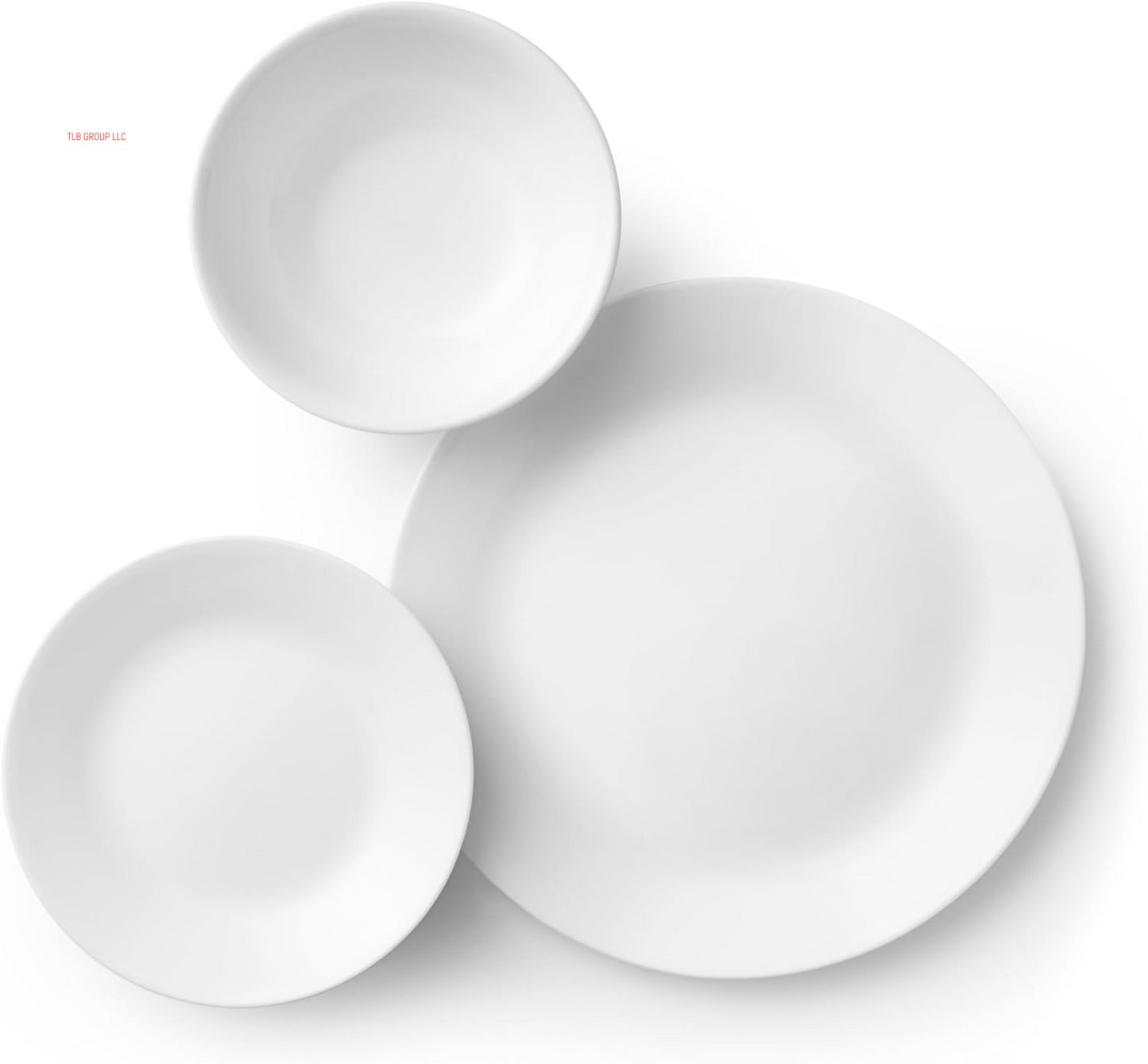 Vitrelle 18-Piece Service for 6 Dinnerware Set, Triple Layer Glass and Chip Resistant, Lightweight round Plates and Bowls Set, Winter Frost White
