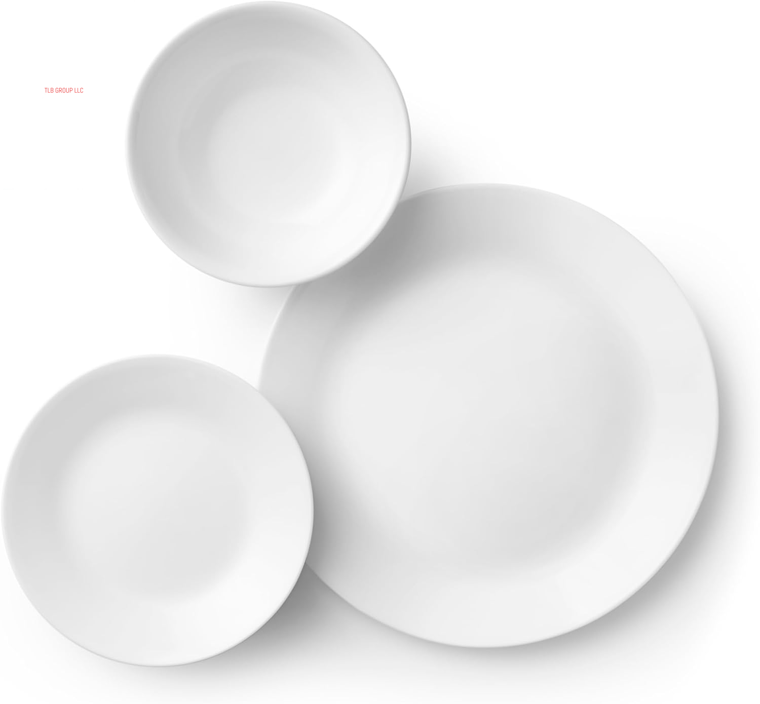 Vitrelle 18-Piece Service for 6 Dinnerware Set, Triple Layer Glass and Chip Resistant, Lightweight round Plates and Bowls Set, Winter Frost White