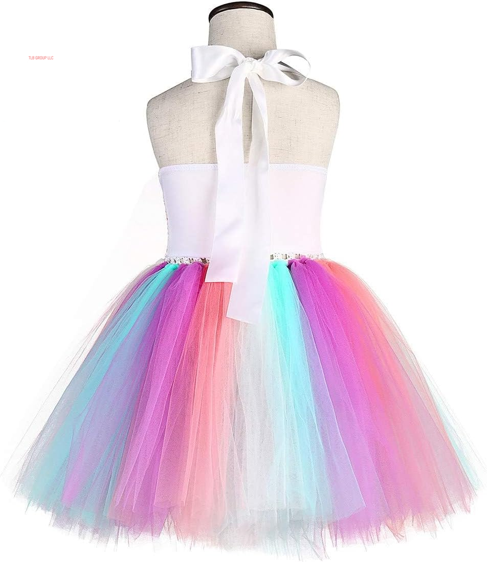 Handmade Sequin Unicorn Dress for Girls 1-10Y with Headband Birthday Dance Party Dresses