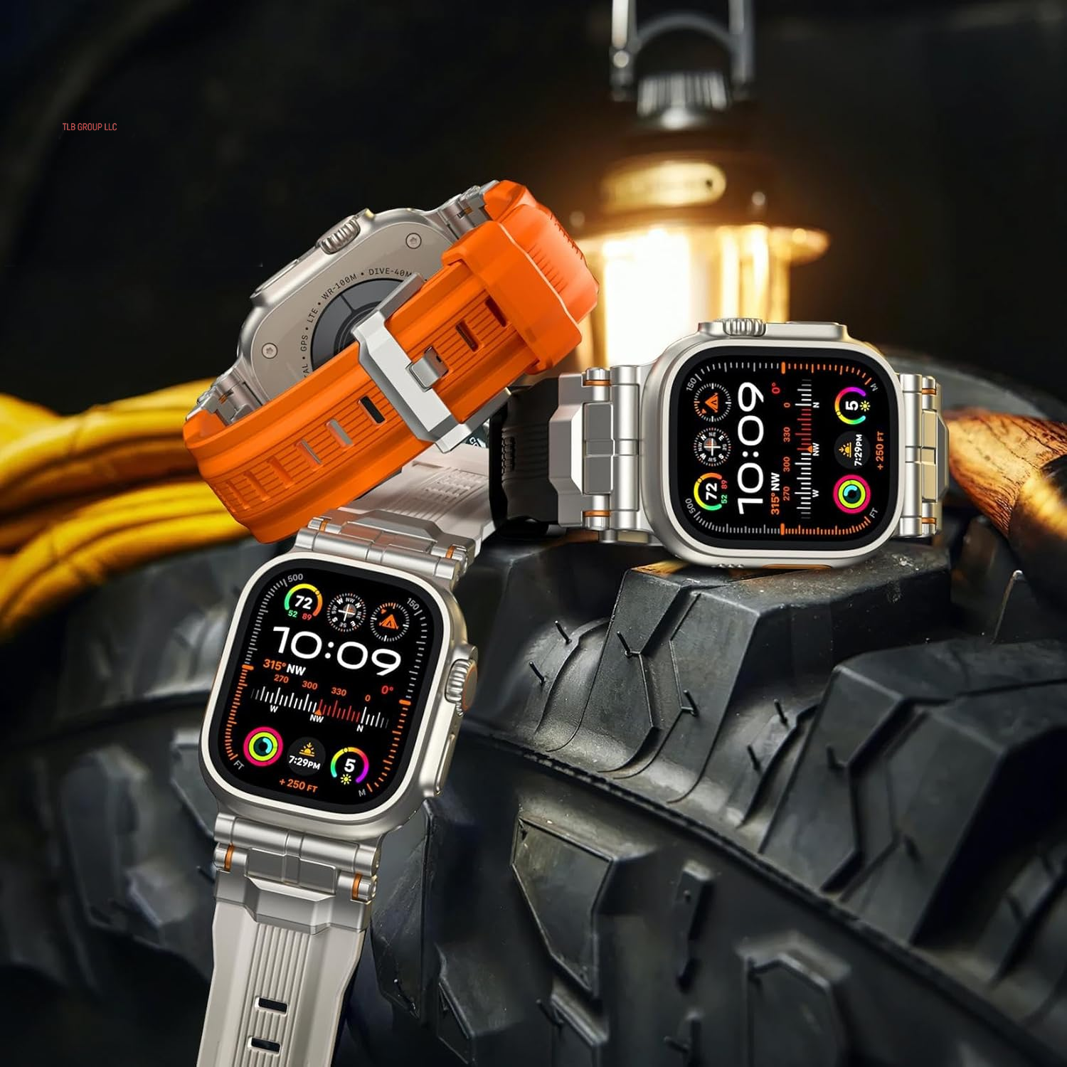 Compatible with Apple Watch Ultra 2 Band - 49Mm 46Mm 45Mm 44Mm 42Mm (Series 3 2 1) Bands for Men, Sport Rugged Silicone Strap with Metal Connector for Iwatch Series SE 10 9 8 7 6 5 4, Black