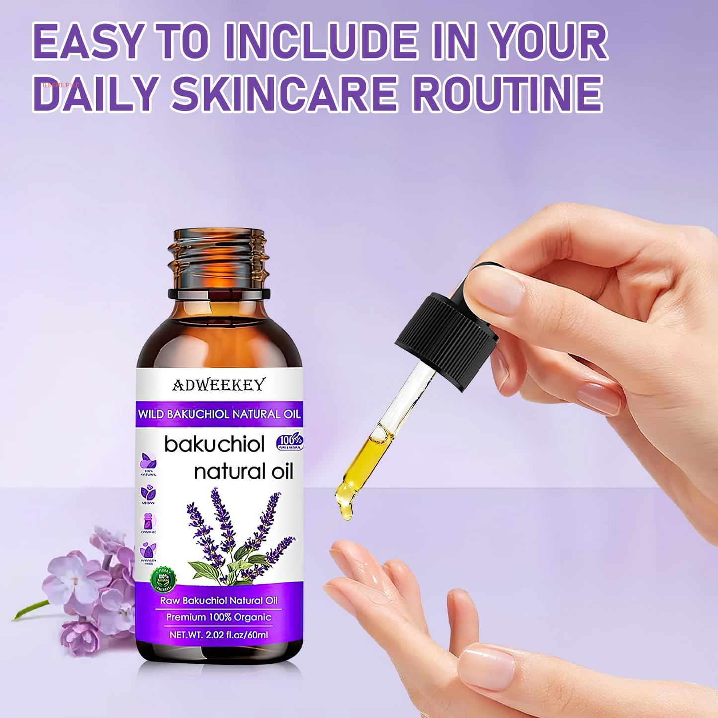 Bakuchiol Oil Organic, Natural Bakuchiol Serum for Face, Vegan Retinol Alternative with Squalane, Sensitive Skin Safe Soothes Irritated Skin, Reduces Fine Lines, Wrinkles(2Pcs- 2 Fl.Oz)