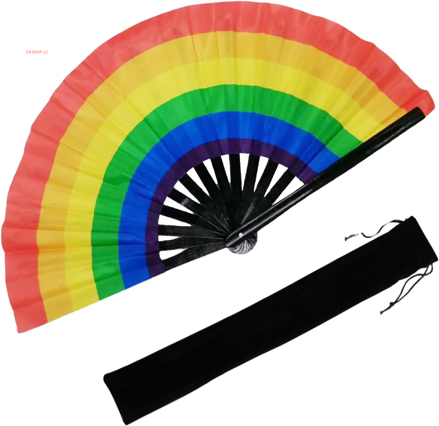 13‘’ UV Glow Large Rave Fan for Men Women, Popping Fan for Line Dancing, Decorative Folding Hand Fan for Party, Home Decoration, Gift, Music Festival Essential, EDM Rave Accessories (Waves)