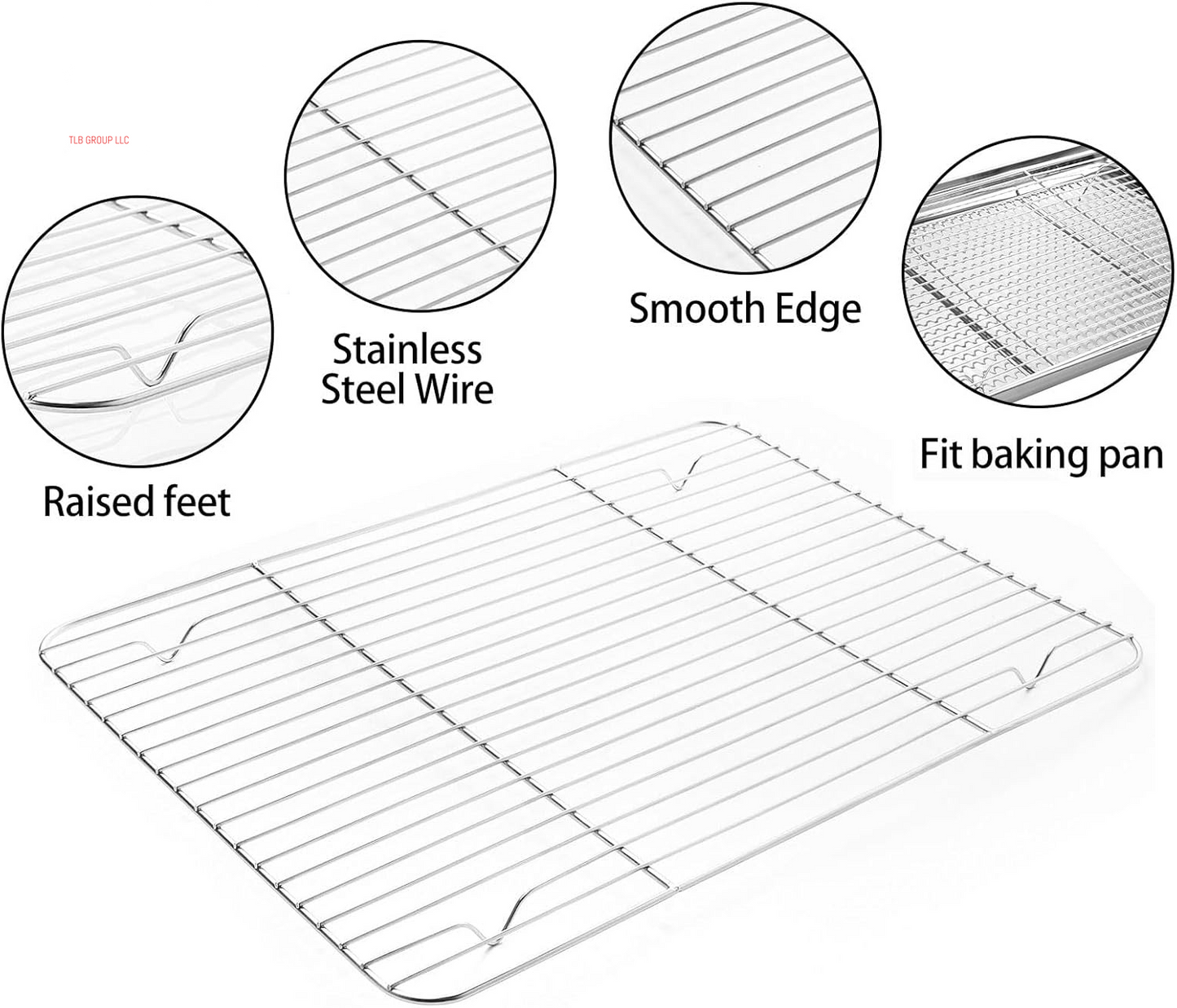 Stainless Steel Baking Sheet Tray Cooling Rack with Silicone Baking Mat Set, Cookie Pan with Cooling Rack, Set of 9 (3 Sheets + 3 Racks + 3 Mats), 10/12/16 Inch, Easy Clean