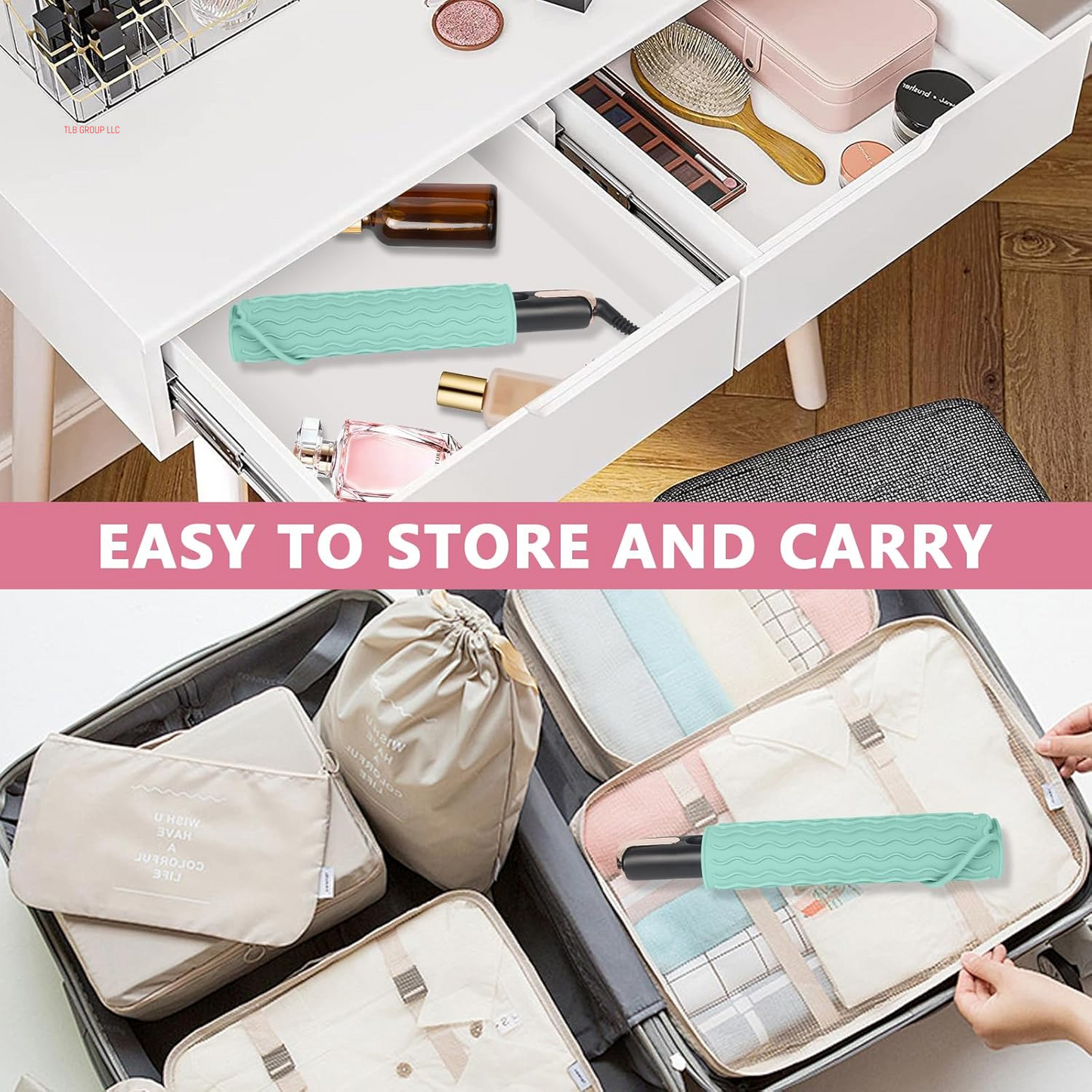 Larger Size Silicone Heat Resistant Mat for Curling Irons, Flat Irons, Hair Straightener and Other Hair Styling Tools, Portable Hot Tools Pad Cover for Travel Vanity Salon(12.0" X 9.0")