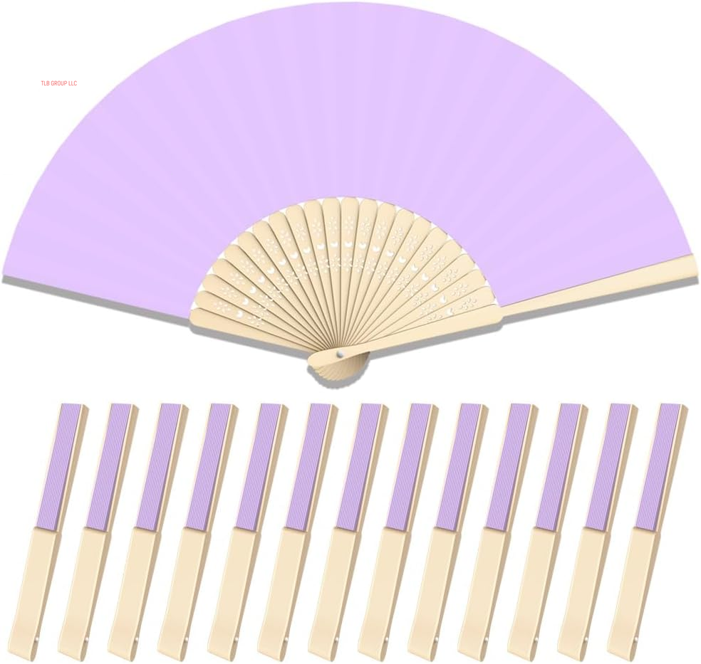 12 Pcs Decorative Hand Fan Foldable, 8.3 Inch Folding Fan Line Dancing Popping Paper Fans Chinese Fan with Thick Bamboo Frame for Wedding, Dancing, Party DIY Decoration (3 Shades of Blue)