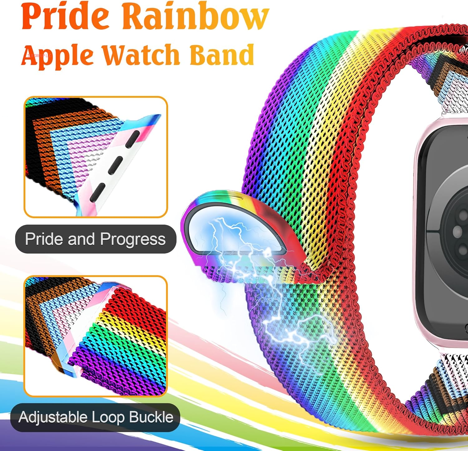 Pride Rainbow Milanese Magnetic Band for Apple Watch Bands for Women 42Mm 41Mm 40Mm 38Mm, Cute Metal Rainbow Iwatch Bands for Women Pride Iphone Watch Bands Series 10 9 8 7 6 5 4 3 2 1 SE