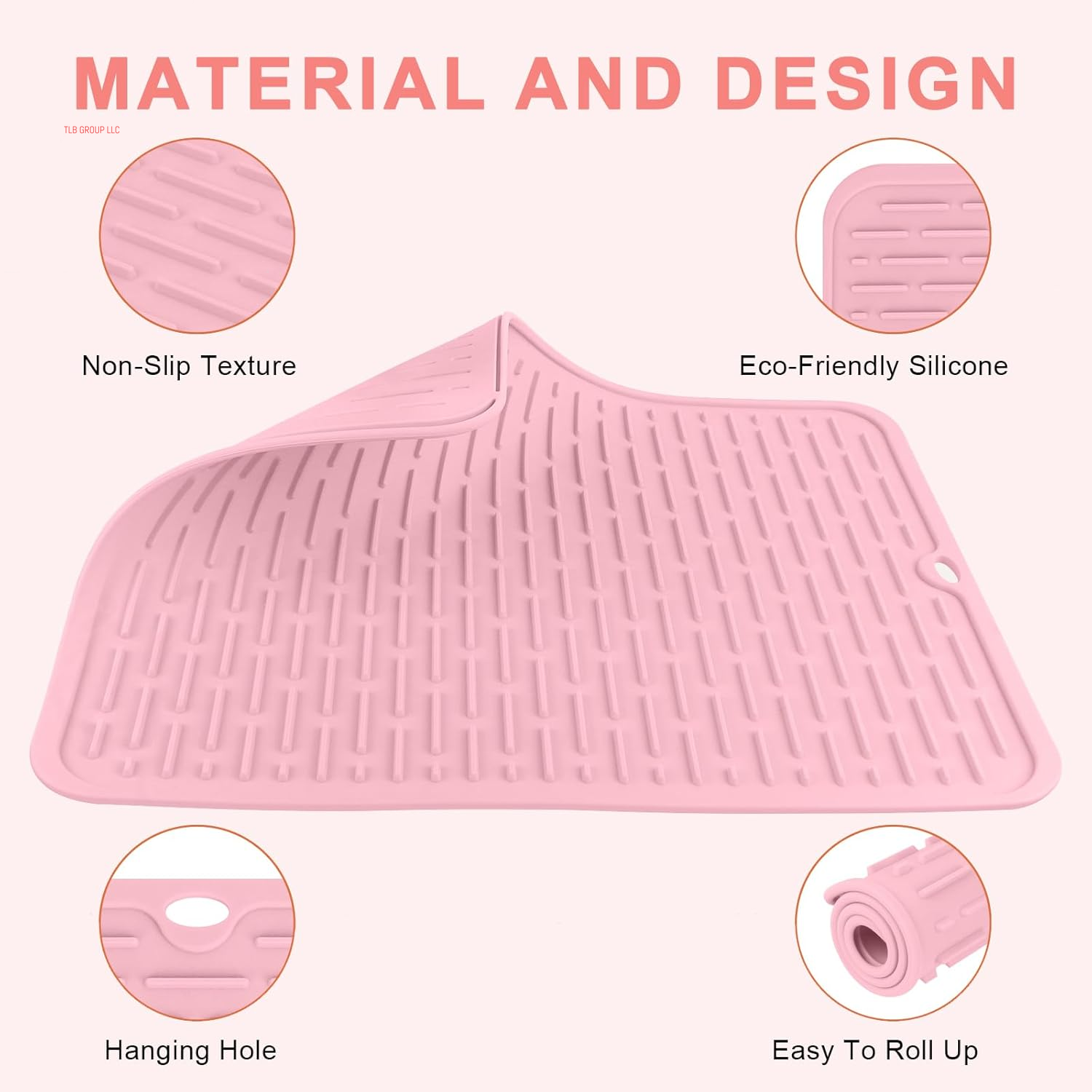 Oversize Silicone Heat Resistant Mat for Hair Tools, Curling Iron Mat, Hot Tools Holder, Portable Flat Iron Hair Straightener Pad Cover for Travel Vanity Salon(14.2" X 11.0")