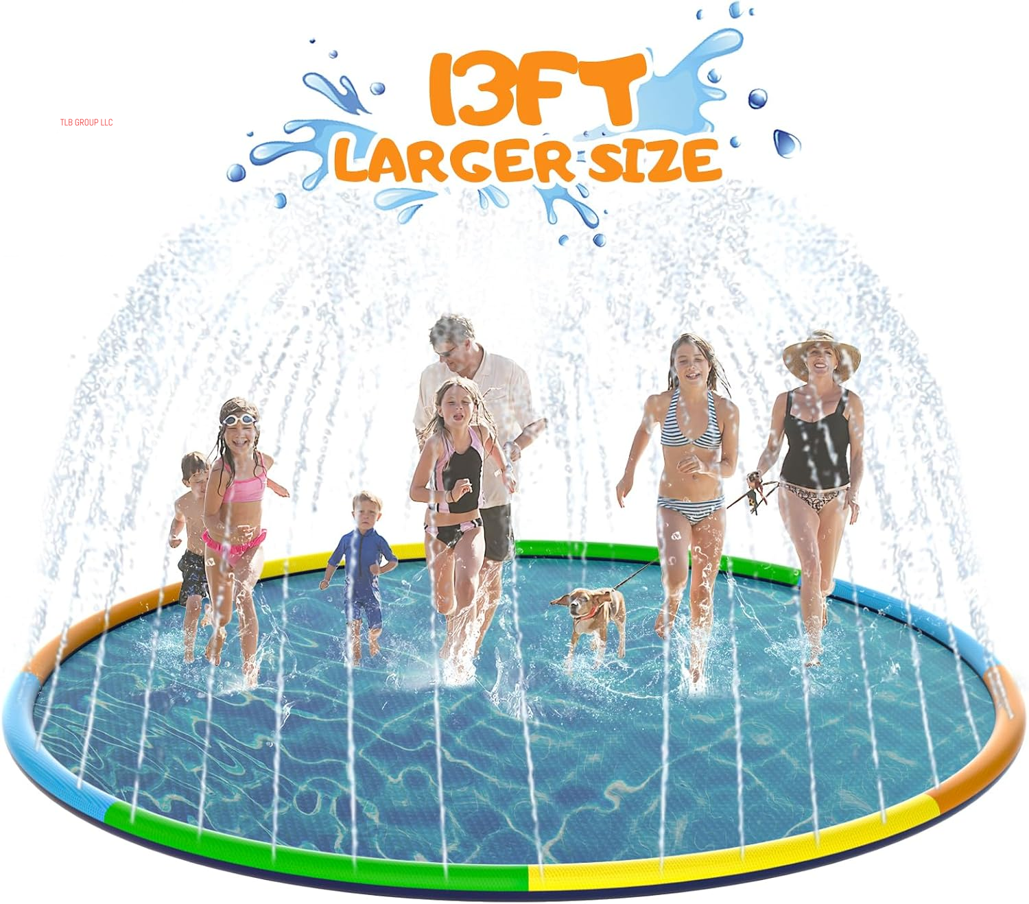 Large Splash Pad, Sprinkler for Dogs and Kids, 0.5Mm Thickened Durable and Foldable Large Pool, Colorful Summer Outdoor Water Play Mat Toys for Toddlers and Dogs (13 FT/157 In)