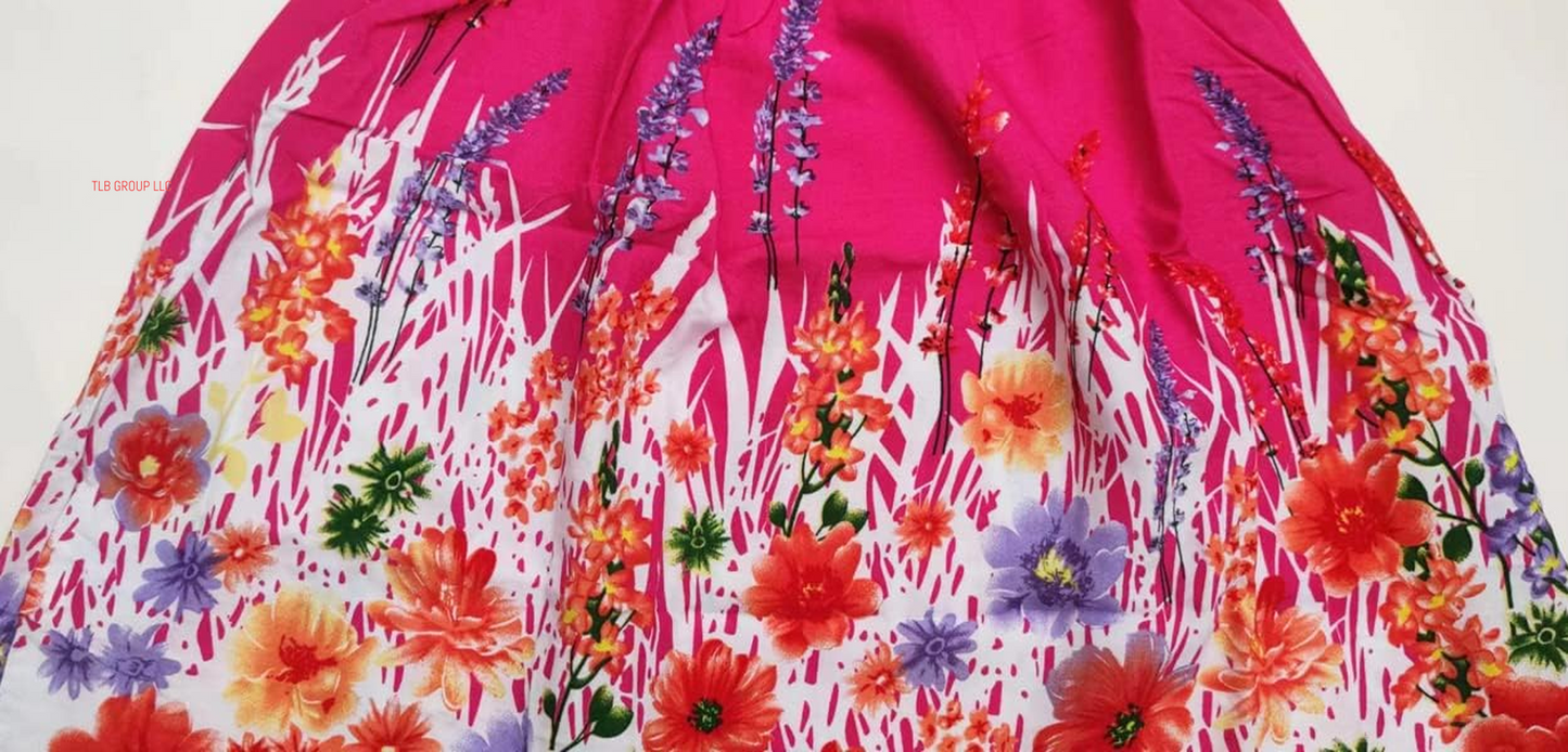 Girls Bohemian Dresses Floral Sleeveless Rainbow Beach Sundress with Necklace 2-12T