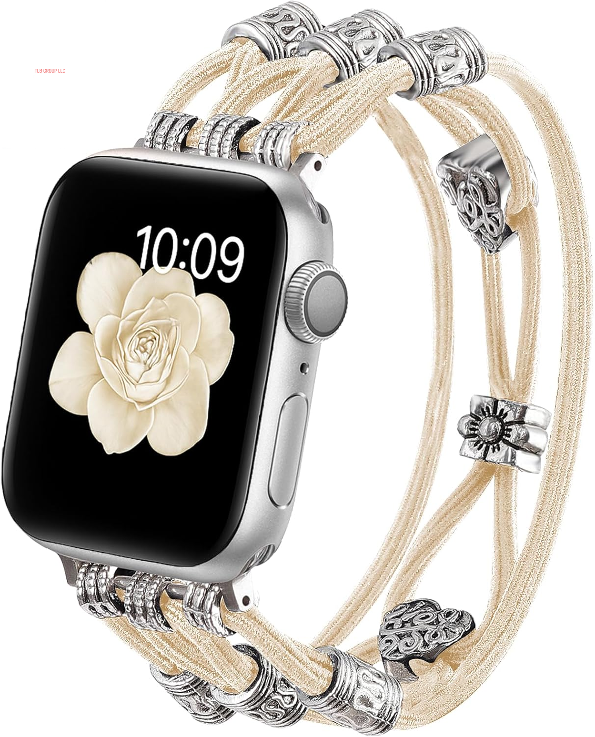 Beaded Bracelet Compatible with Apple Watch Band 38Mm 40Mm 41Mm 42Mm (S10) Women, Boho Braided Solo Loop Nylon Strap Dressy Band Cute Fancy Charms Replacement for Iwatch Series 10/9/8/SE/7/6/5/4/3