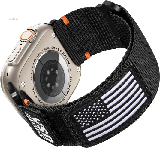 Rugged Nylon Compatible with Apple Watch Bands for Men, Sport Workout Band Soft Wristbands for Iwatch Ultra Strap 49Mm Series 10 46Mm 9/8/7 45Mm SE2/6/SE/5/4 44Mm 3/2/1 42Mm, Black, Medium