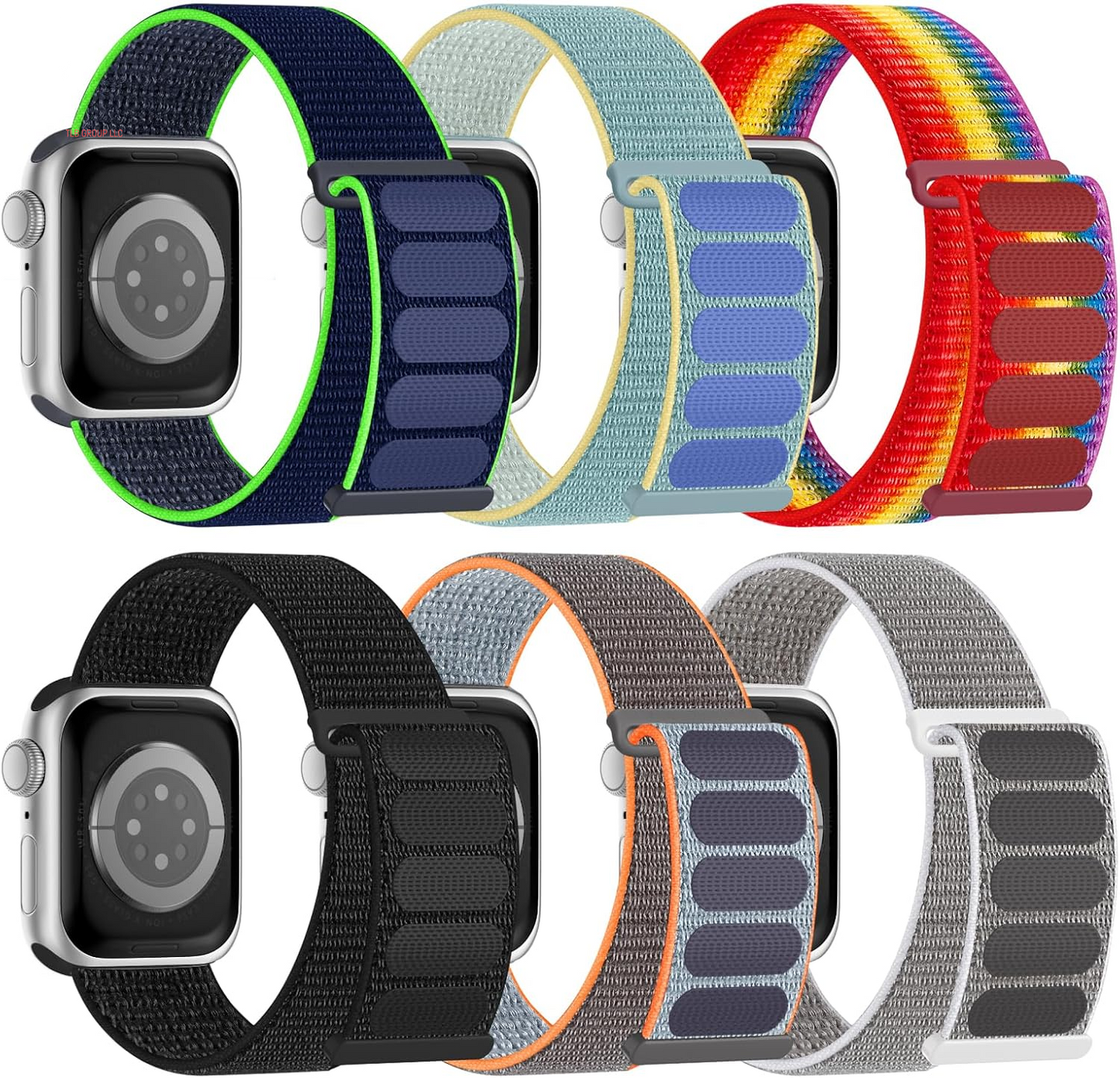6 Pack Sport Nylon Loop Band Compatible with Apple Watch Bands 38Mm 40Mm 41Mm 42Mm 44Mm 45Mm 46Mm 49Mm for Women Men, Adjustable Breathable Braided Straps for Iwatch Series 10/9/8/7/6/5/4/3/Se/Ultra