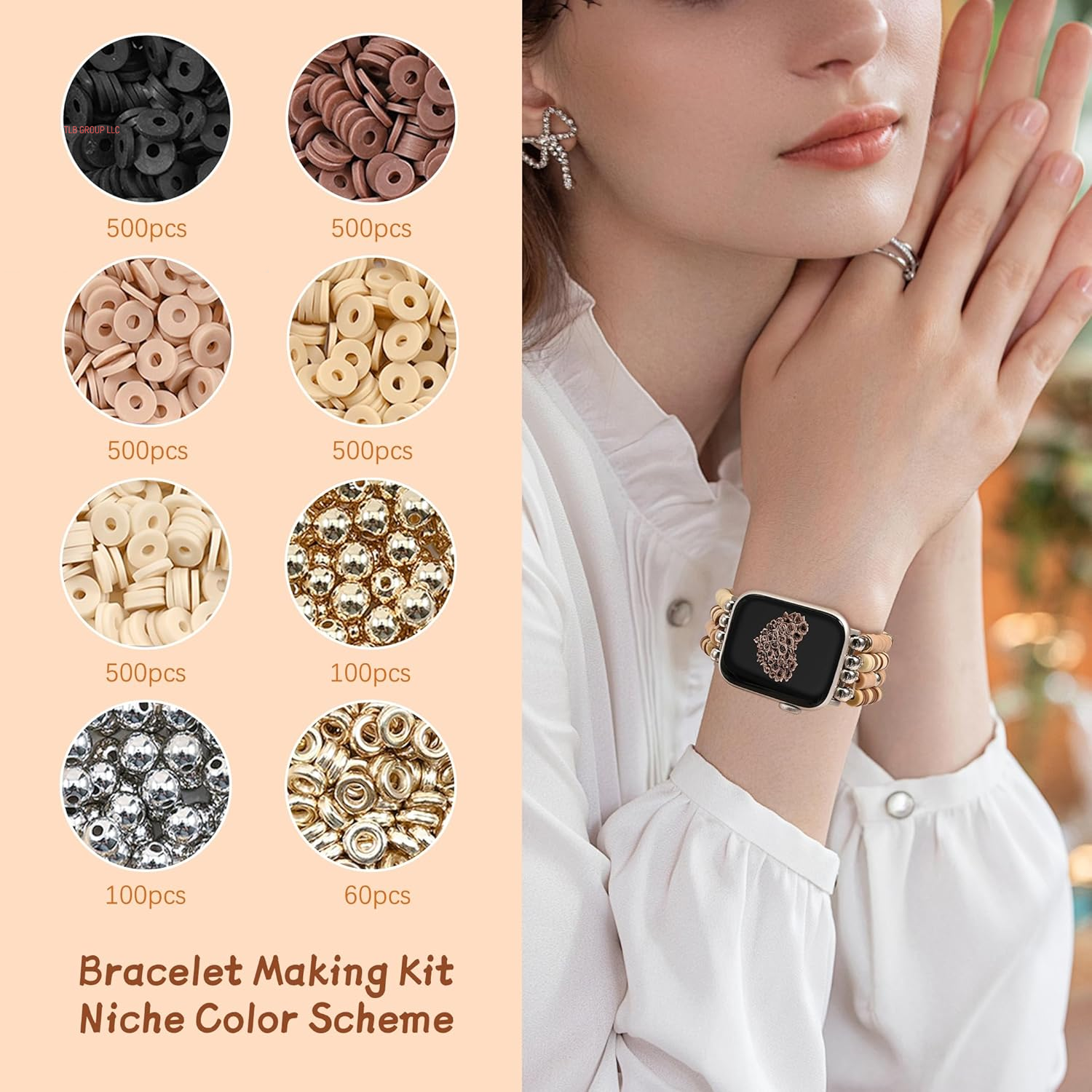 DIY Beaded Bracelet Compatible with Apple Watch Band 38/40/41/42/44/45/46/49Mm, Elastic Stretchy Handmade Cute Straps Replacement for Iwatch Series 10 9 8 7 6 5 4 3 2 1 SE Ultra 1/2 Women Men