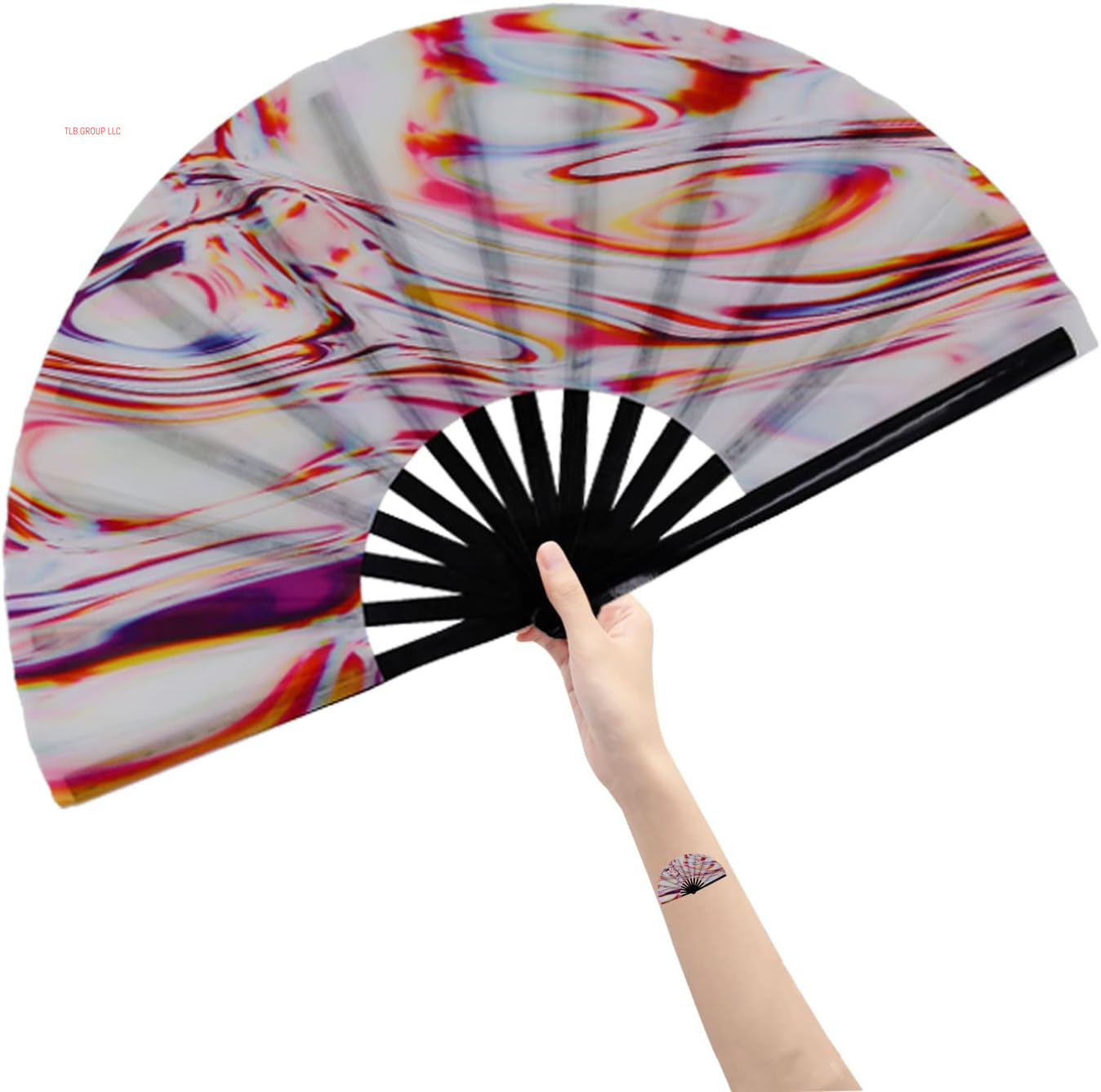 Large Folding Hand Rave Fan Popping Fan for Line Dancing Clacking Fans for Boots on the Ground Dance,Party,Decoration,Festival (DJ Lighting)