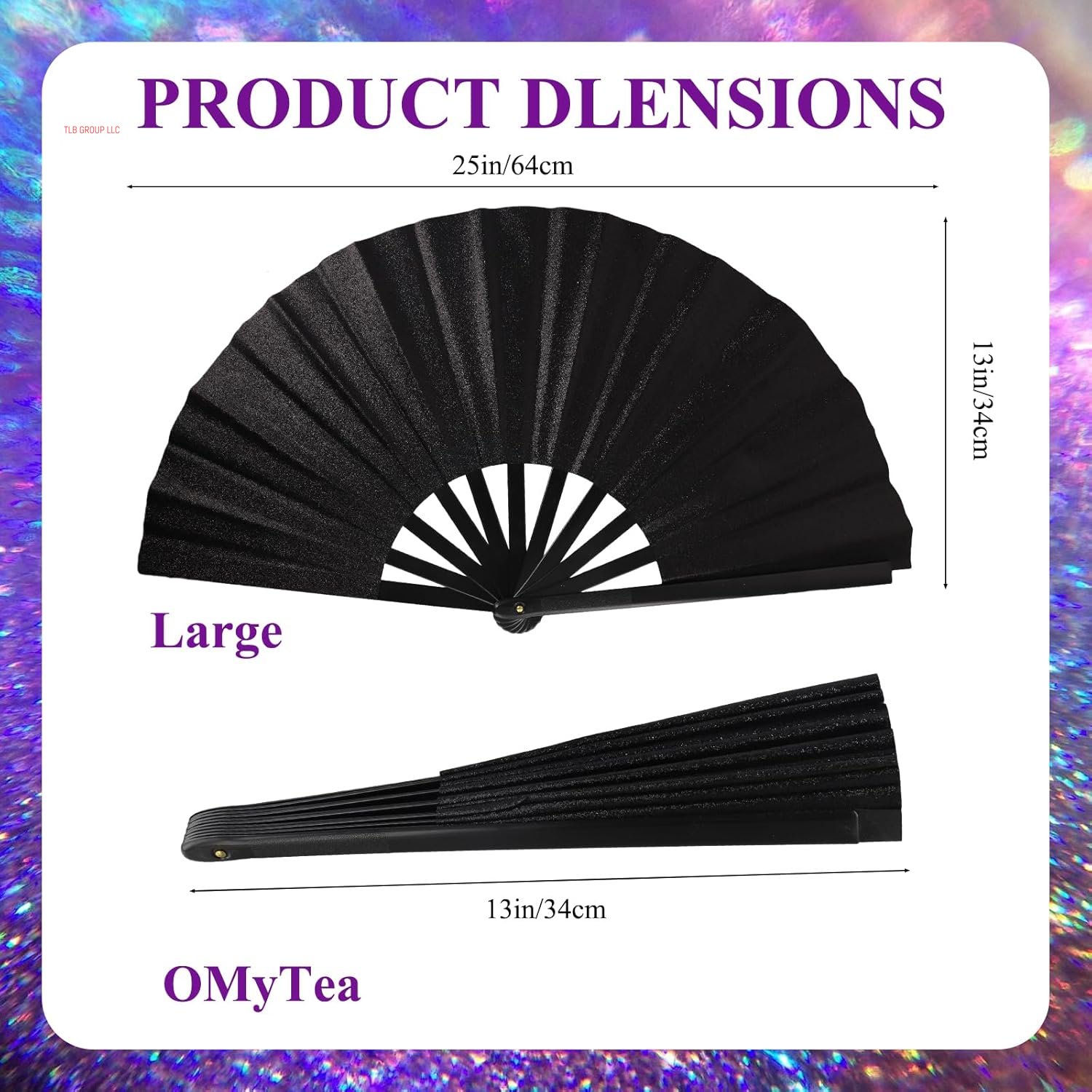2 Pcs Clack Fans for Line Dancing, Large Folding Hand Fan for Line Popping for Carnival, Halloween, Burlesque, Ladies Rainbow Costumes and Holiday Accessories