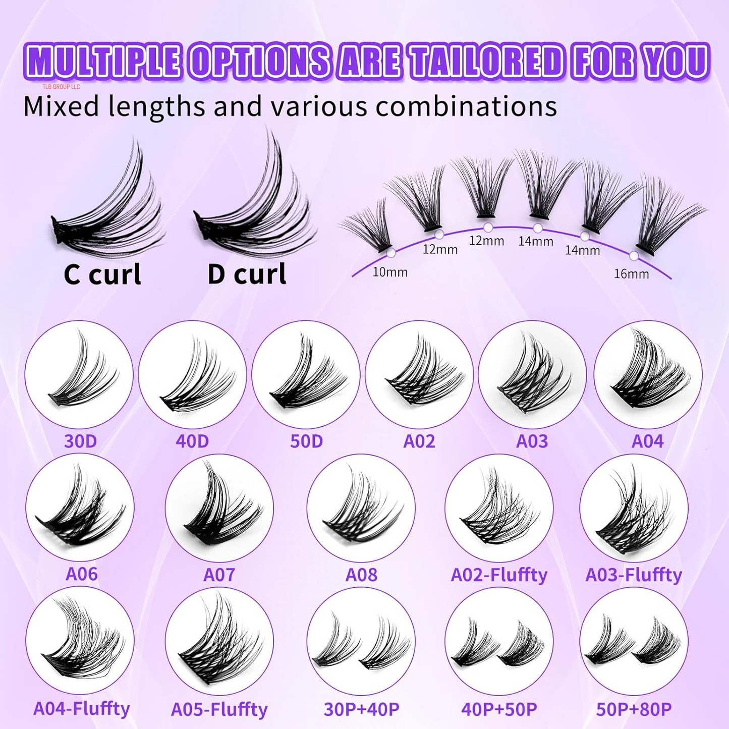 DIY Lash Extension Kit,280 Pcs Cluster Lash Extensions, 10-16Mm Mix Wispy Lash Clusters, 40D+50D D Curl Lash Clusters Kit with Bond and Seal and Tweezer and Remover,Fluffty Lash Extensions