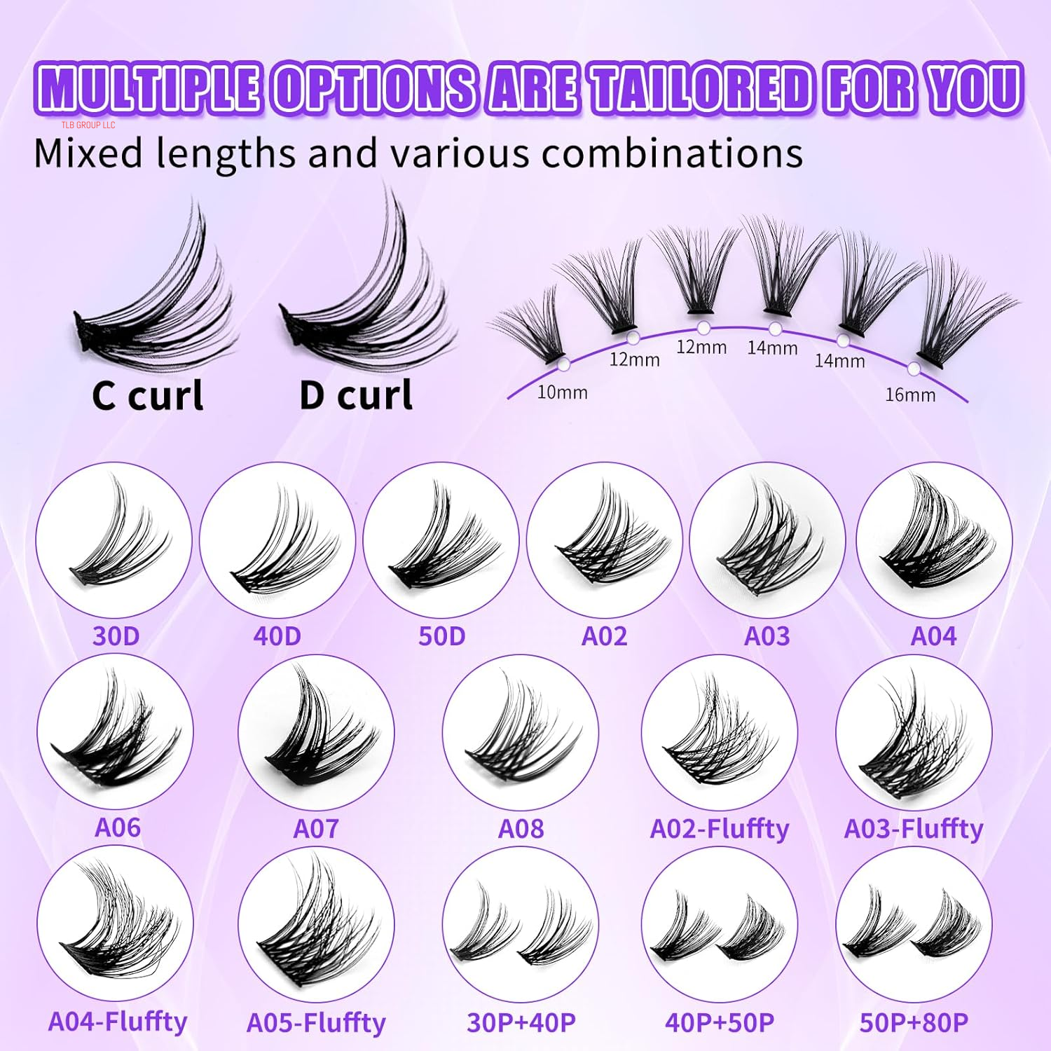 DIY Lash Extension Kit,280 Pcs Cluster Lash Extensions, 10-16Mm Mix Wispy Lash Clusters, 40D+50D D Curl Lash Clusters Kit with Bond and Seal and Tweezer and Remover,Fluffty Lash Extensions