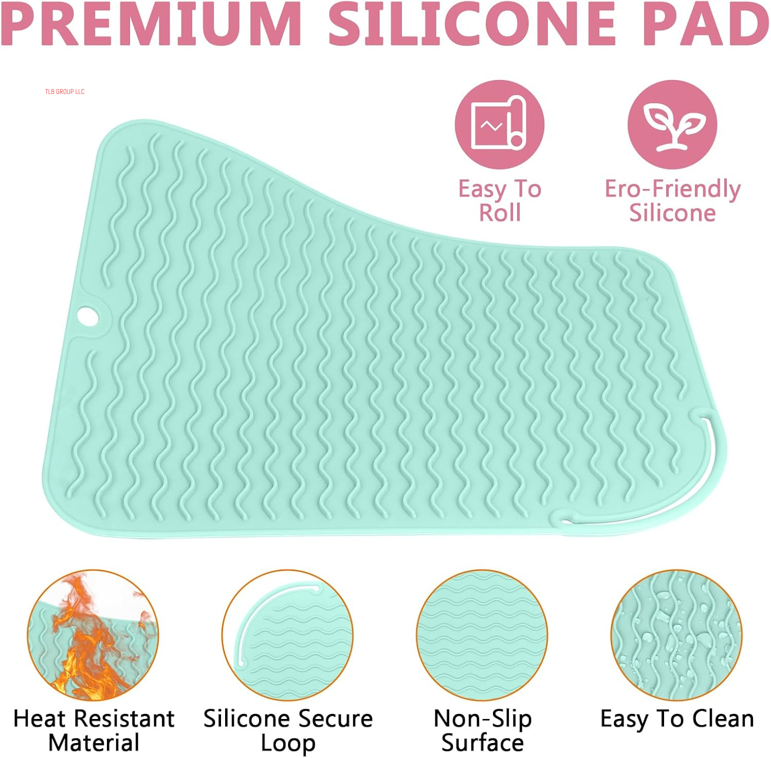 Larger Size Silicone Heat Resistant Mat for Curling Irons, Flat Irons, Hair Straightener and Other Hair Styling Tools, Portable Hot Tools Pad Cover for Travel Vanity Salon(12.0" X 9.0")
