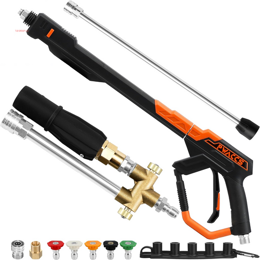 Pressure Washer Gun, Pressure Washer Wand Kit with Dual-Purpose Nozzles, Power Washer Gun with Replacement Wand Extension, M22-14Mm Fitting, 5 Nozzle Tips with Holder, 4000 PSI, 43 Inch