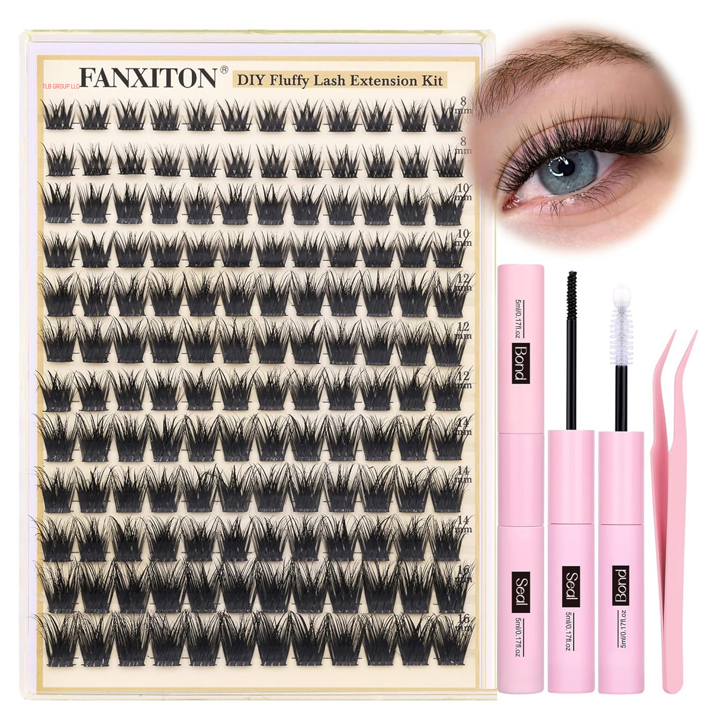 DIY Lash Extension Kit 40D+50D Volume Lash Clusters Kit with Lash Bond and Seal 280 Pcs Thick Individual Lashes 9-16 Mm D Mink Lashes Cluster, Lash Cluster Remover and Tweezers by