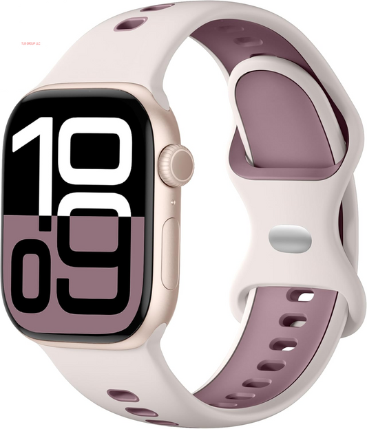 Dual-Color Design Compatible with Apple Watch Band 38Mm 40Mm 42Mm 44Mm 45Mm 46Mm 49Mm Women Men, Soft Silicone Two-Toned Color Replacement Sport Band for Iwatch Series 10/9/8/7/6/5/4/3/2/1/SE