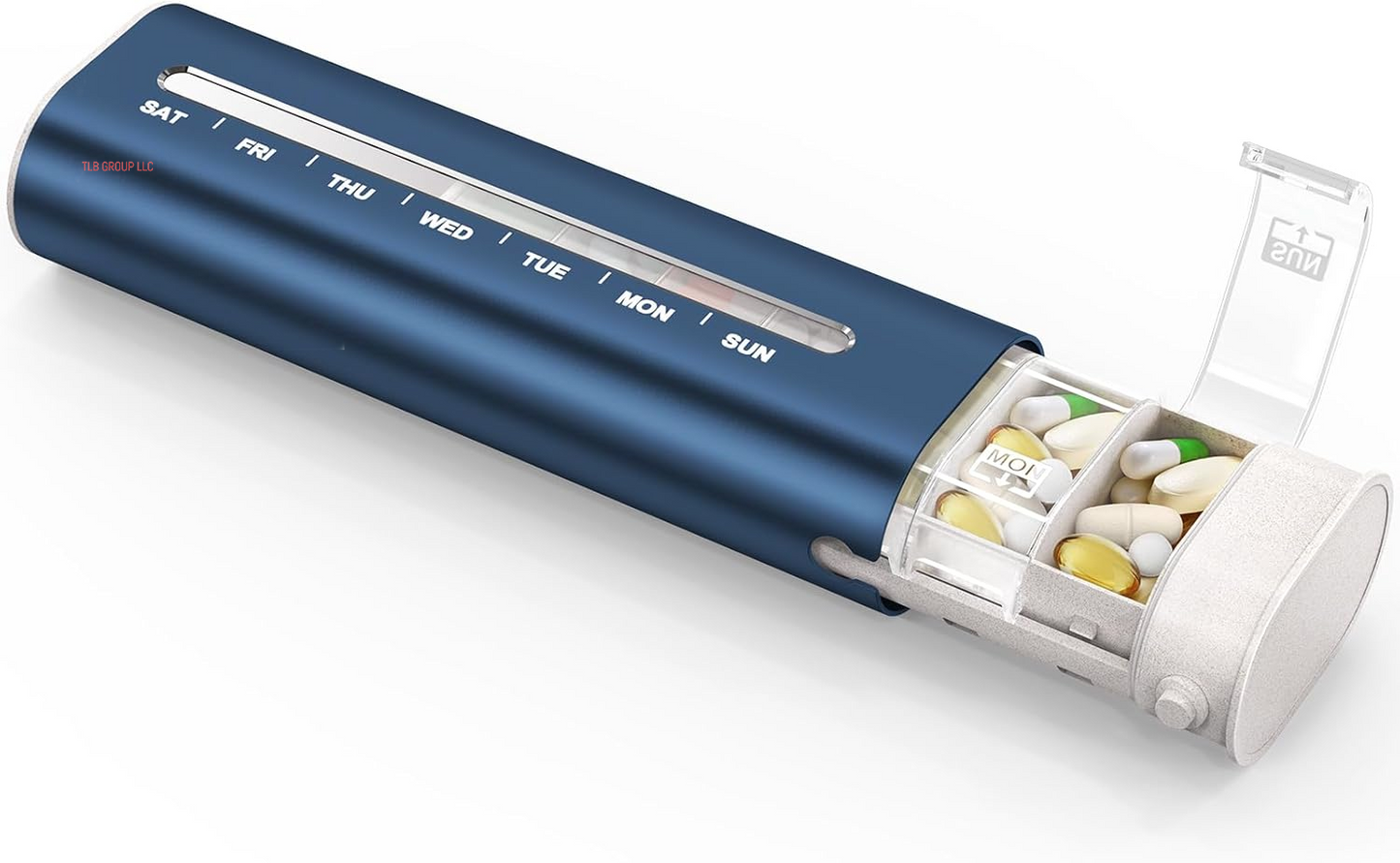 Metal Weekly Pill Organizer, Aluminum Daily Pill Box, 7 Day Portable Travel Pill Case, Large Capacity Pill Holder Container for Pills, Medicines, Vitamins, Fish Oil, Supplements, Steel Grey