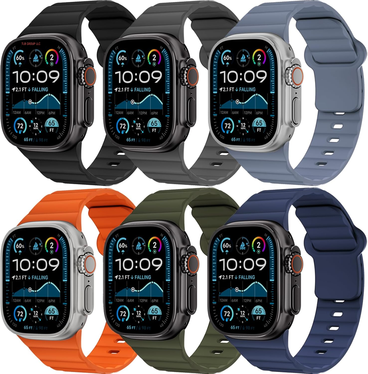 6 Pack Sport Bands for Apple Watch Ultra/2 Band 49Mm 46Mm 45Mm 44Mm 42Mm 41Mm 40Mm 38Mm Iwatch Bands for Men Women,Waterproof Soft Silicone Strap Wristband for Apple Watch Series 10 9 8 7 6 5 4 3 SE 2