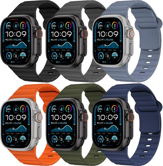 6 Pack Sport Bands for Apple Watch Ultra/2 Band 49Mm 46Mm 45Mm 44Mm 42Mm 41Mm 40Mm 38Mm Iwatch Bands for Men Women,Waterproof Soft Silicone Strap Wristband for Apple Watch Series 10 9 8 7 6 5 4 3 SE 2