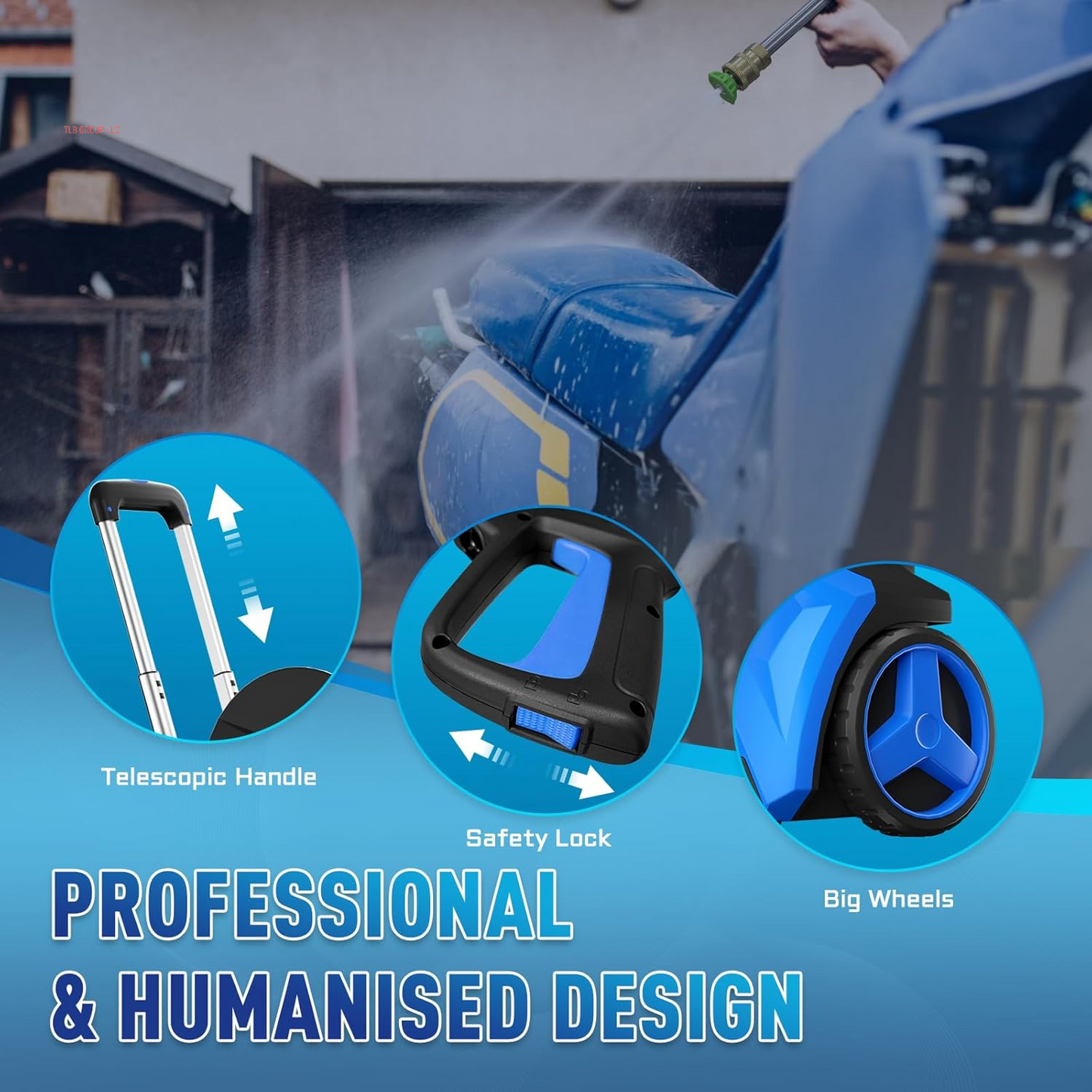 Electric Pressure Washer 5000Psimax 3.6GPM Power Washer Touch Screen Adjustable Pressure 4 Nozzles and 500Ml Foam Cannon Power Washer Cleaning for Car Blue