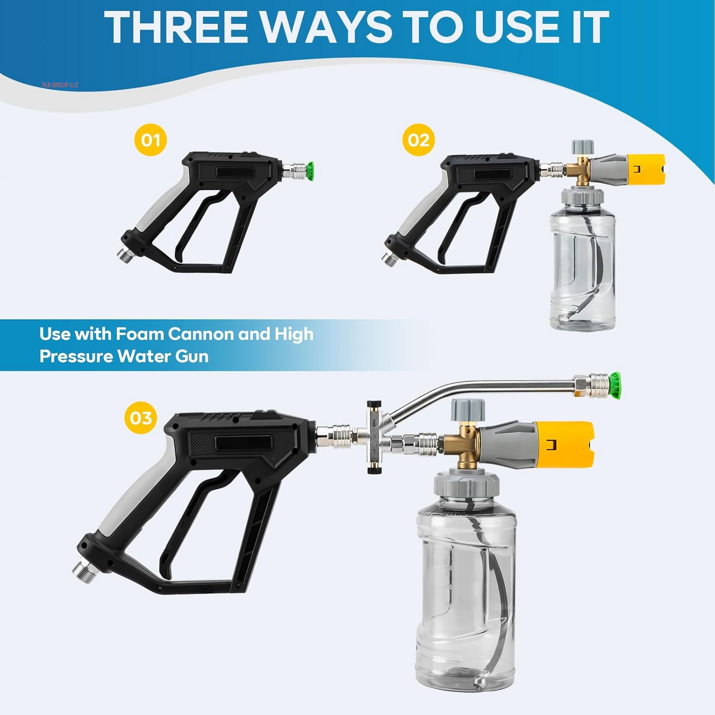 Foam Cannon Dual-Connector Accessory, Pressure Washer Double Tip Attachment for Foam Cannon, Pressure Washer Accessories with 1/4" Quick Connect for Car Wash, 5 Pressure Washer Sprayer Nozzles