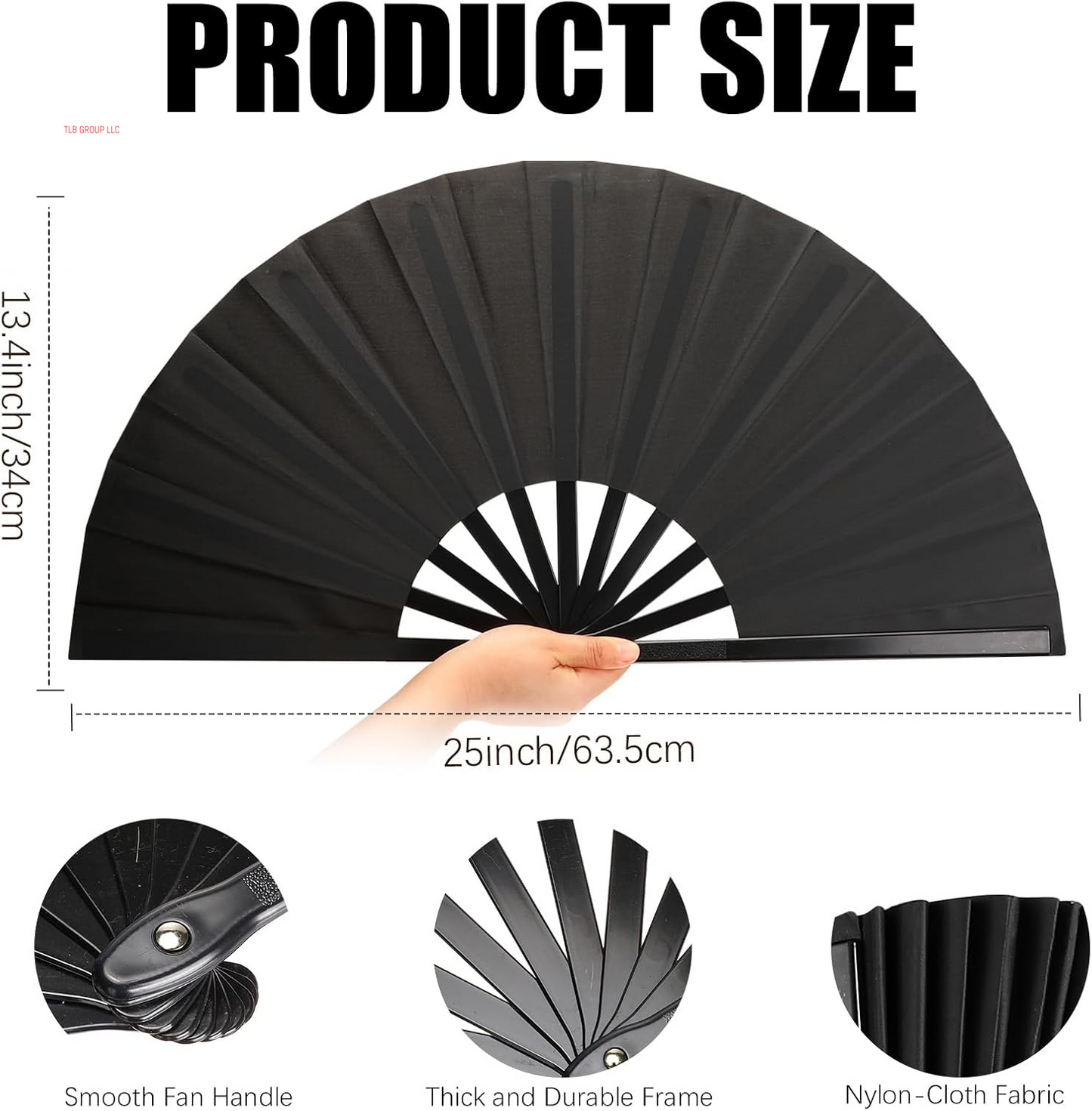 Large Folding Hand Fan Foldable Chinese Fans Handheld Decorative Folding Fans for Women Men Line Dance Popping Fan for Chinese Tai Chi Kung Fu, Performance, Wedding, Party, Gift