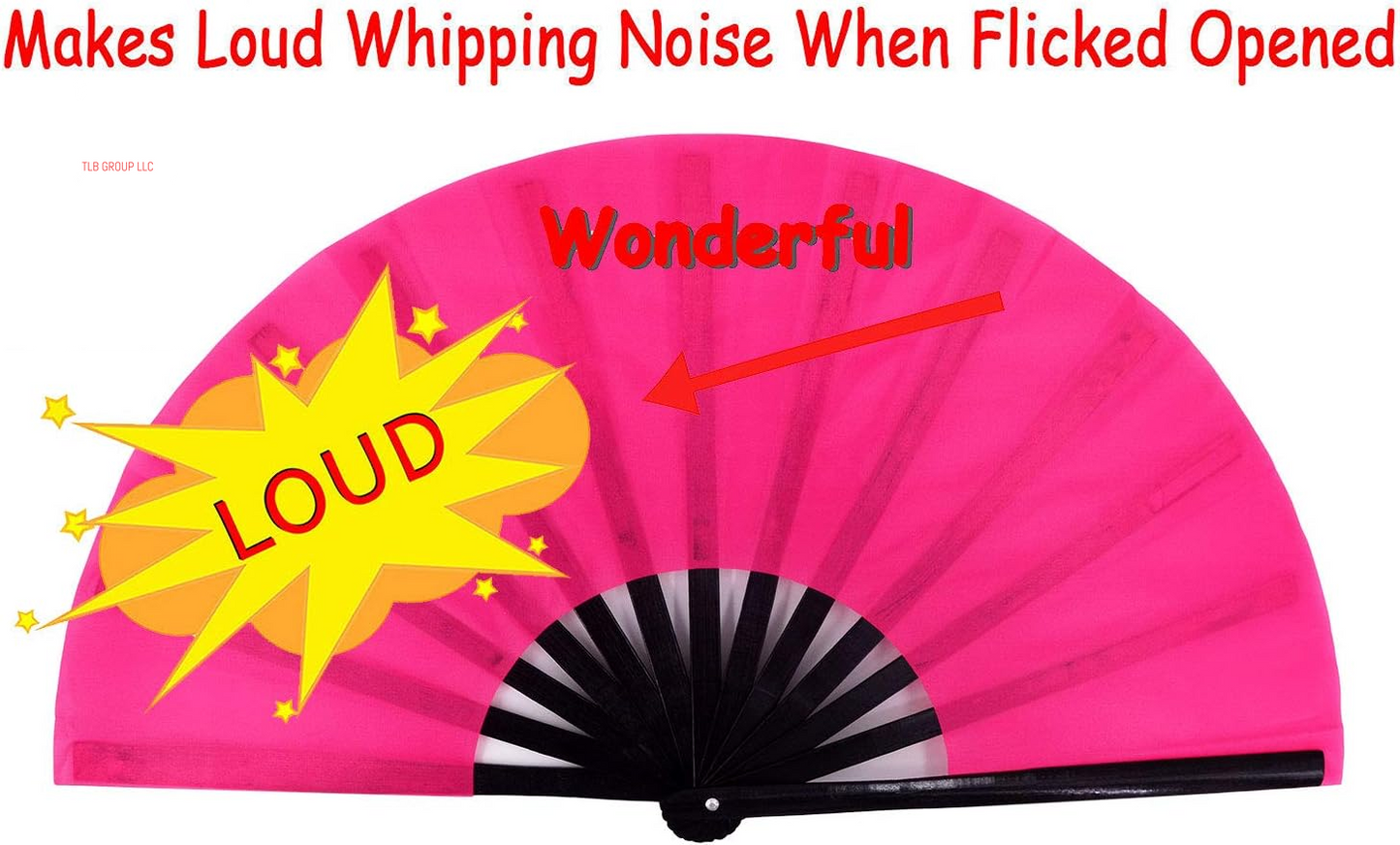 Large Rave Fan Folding Hand Popping Fans for Line Dancing, Big Clacking Fans Clap Fan for Boots on the Ground Dance,Party,Decoration,Festival (Pink)