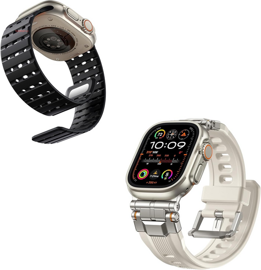 R-Lite Fit + R-Steel Sport Magnetic Band & Silicone Band Compatible with Apple Watch Ultra 2/Ultra (49Mm/46Mm/45Mm/44Mm/42Mm) (3/2/1)