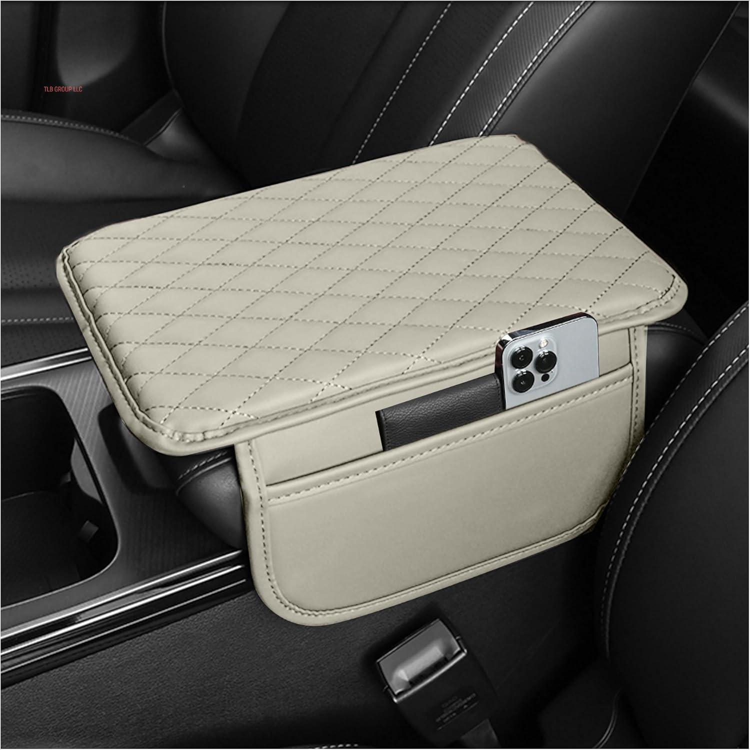 Upgraded Car Center Console Cover,Microfiber Leather Car Armrest Cover Cushion with 2 Storage Bags,Universal Car Armrest Storage Box Car Interior Accessories for Most Vehicles (Black)
