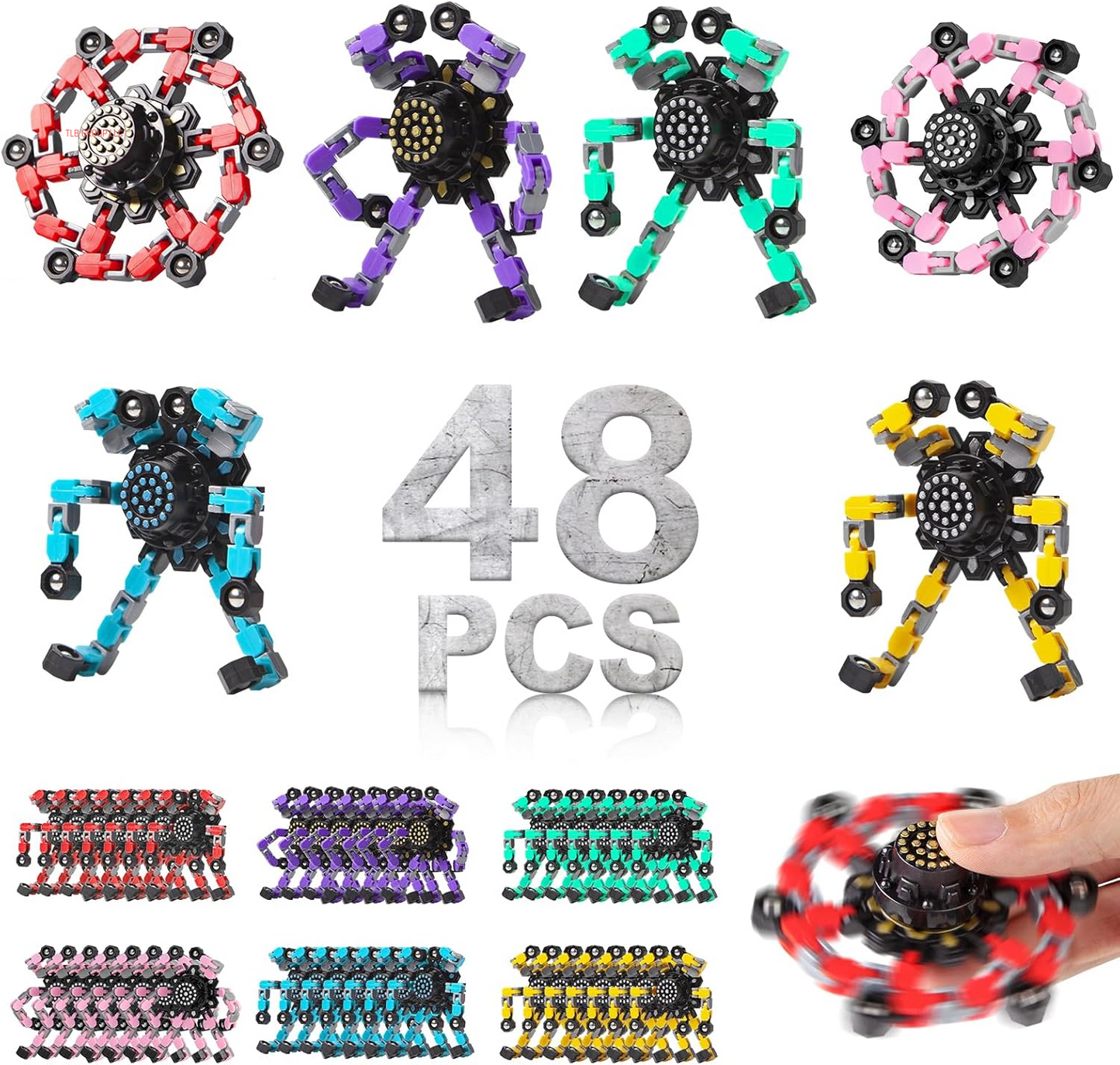 Transformable Fidget Spinners 4 Pcs for Kids and Adults Stress Relief Sensory Toys for Boys and Girls Fingertip Gyros for Party Favors Stocking Stuffers Bulk for Kids