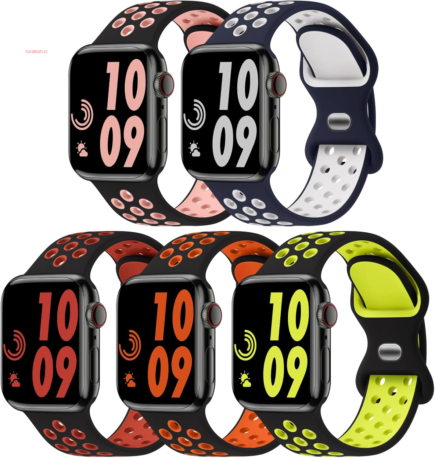 5 Pack Sport Bands Compatible with Apple Watch Band 44Mm 45Mm 46Mm 42Mm 41Mm 40Mm 38Mm 49Mm for Men Women, Breathable Silicone Wrist Strap for Iwatch Series 10 9 SE 8 7 6 5 4 3 2 1 Ultra 2