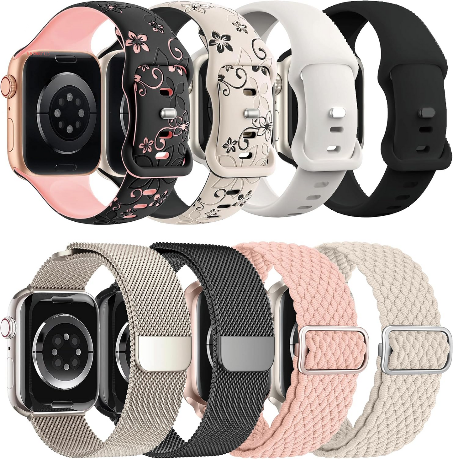 8 Pack Compatible with Apple Watch Ultra 2 Band 49Mm 46Mm 45Mm 44Mm 42Mm 41Mm 40Mm 38Mm Men Women,Breathable Trail Loop+Alpine Loop+Ocean+Sport Band for Ultra2/Ultra Iwatch Series 10/9/8/7/6/SE/5/4/3